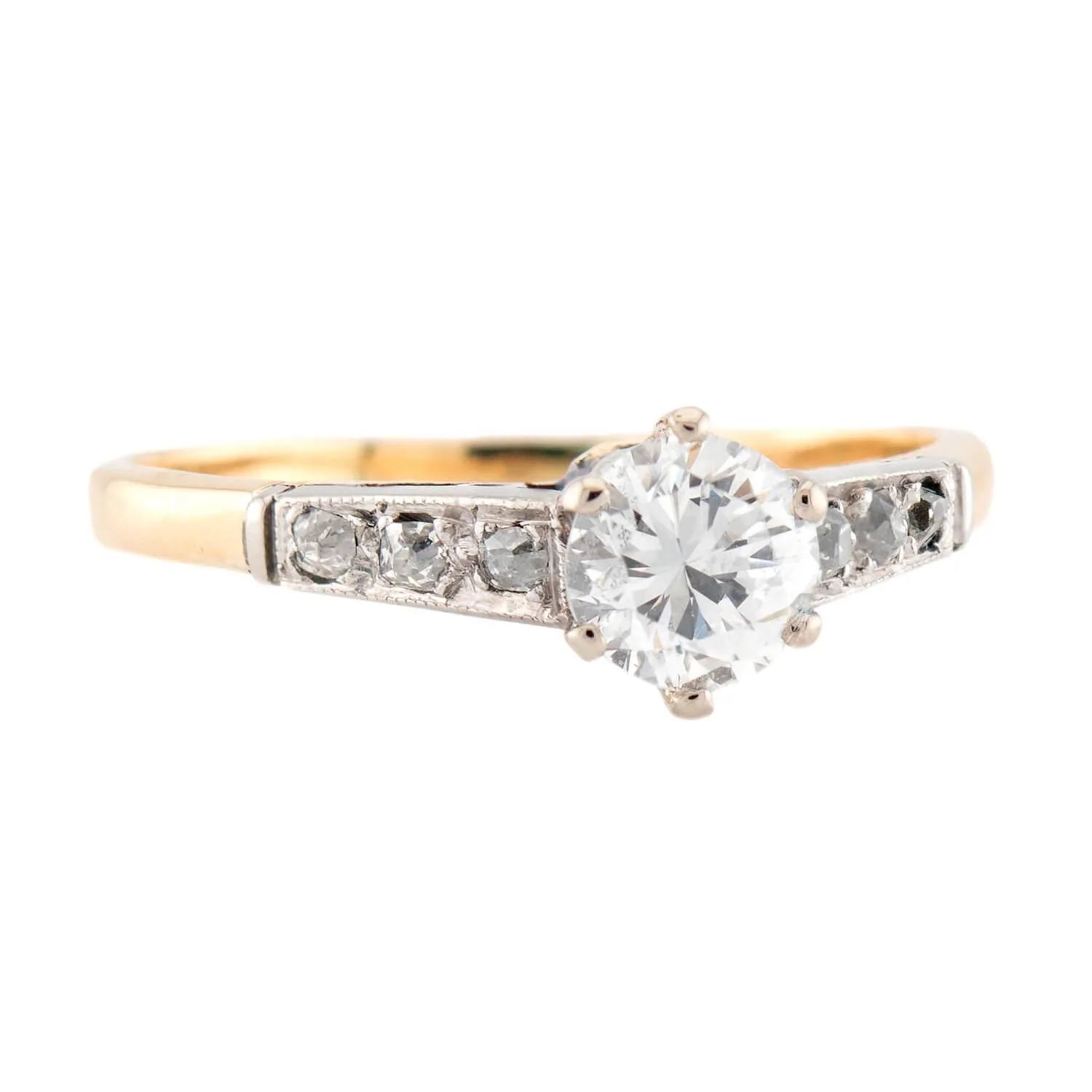 Edwardian 18k/Platinum Diamond Engagement Ring .45ct - Image 2