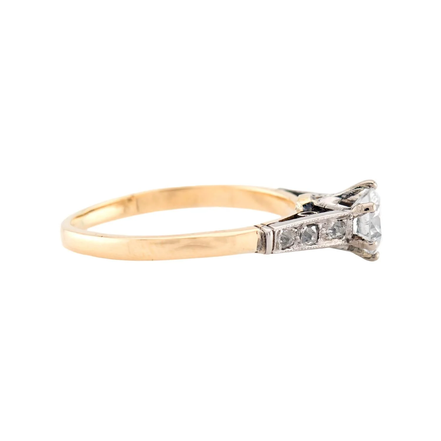 Edwardian 18k/Platinum Diamond Engagement Ring .45ct - Image 3