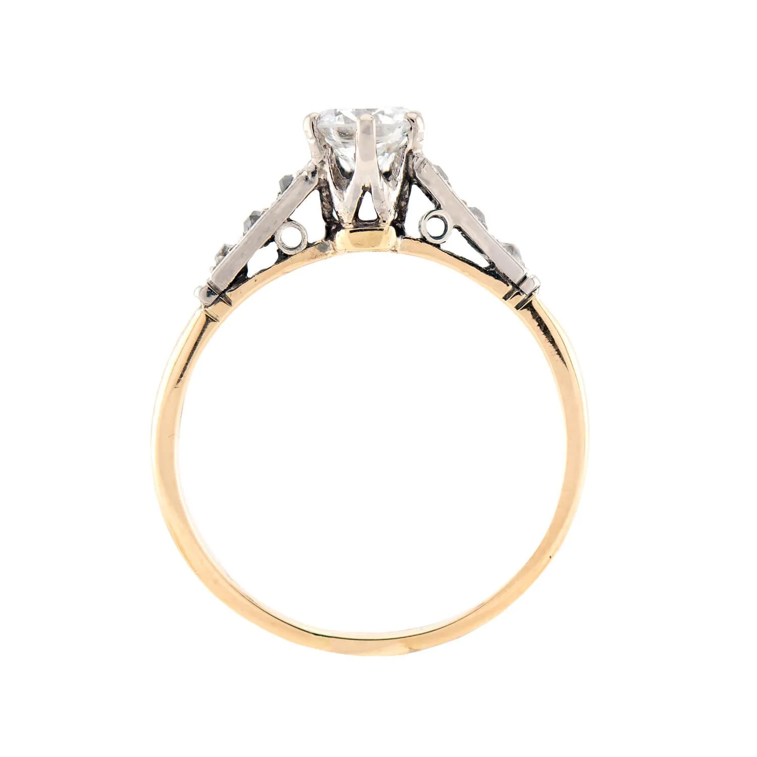 Edwardian 18k/Platinum Diamond Engagement Ring .45ct - Image 4