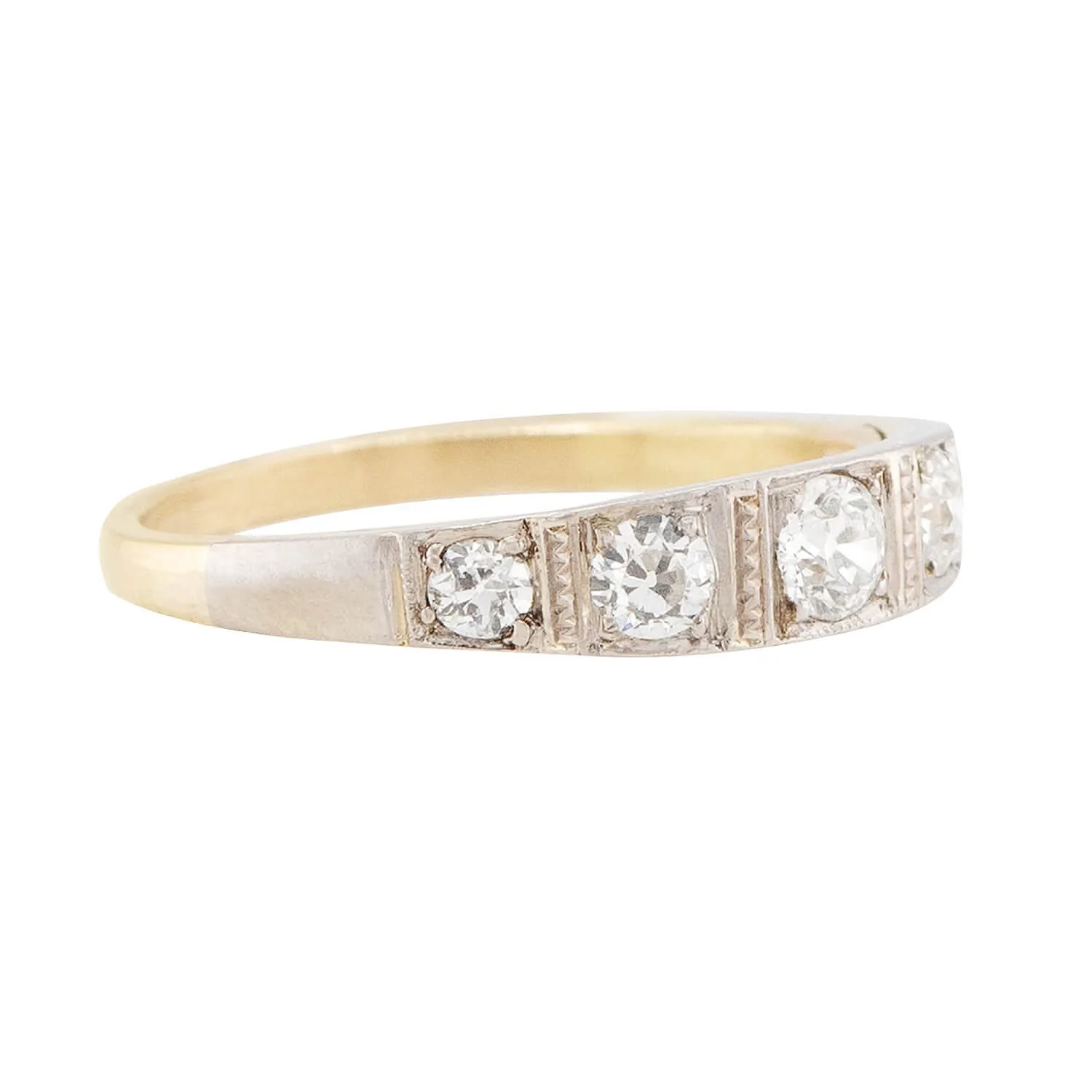 Edwardian 18k & Platinum Diamond Five Stone Ring - Image 2