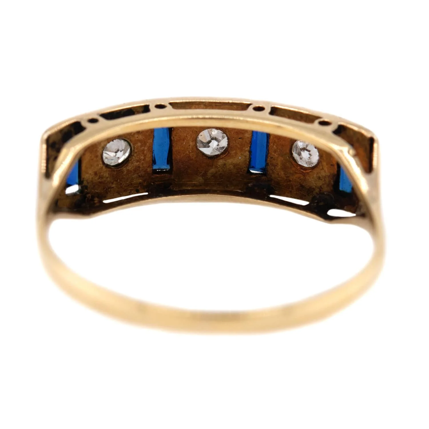 Edwardian 18k Platinum Diamond Sapphire Ring - Image 5