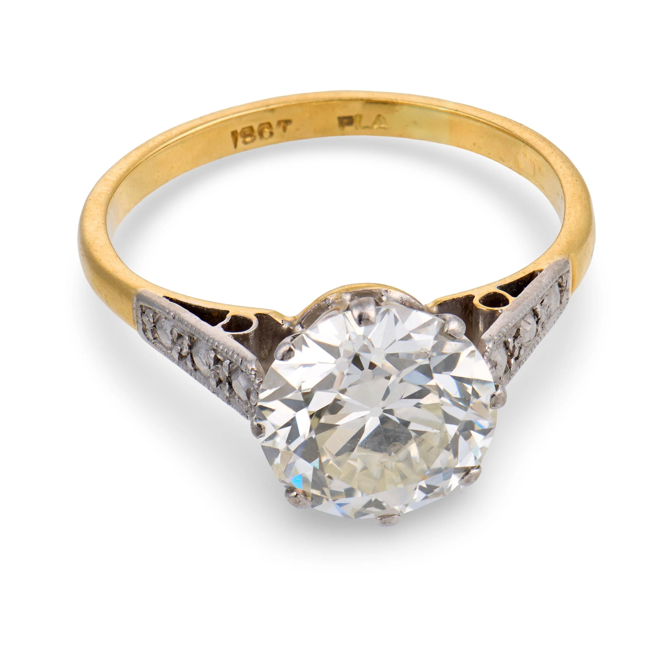 Edwardian 18k/Platinum GIA Diamond Engagement Ring 2.33ct - Image 2