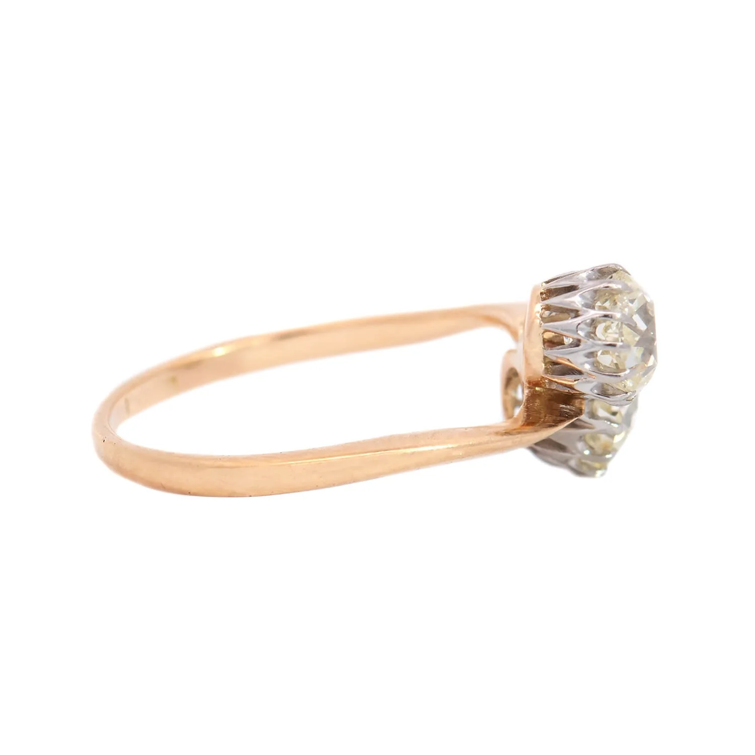 Edwardian 18k/Platinum "Moi et Toi" Diamond Bypass Ring 1.90ctw - Image 3