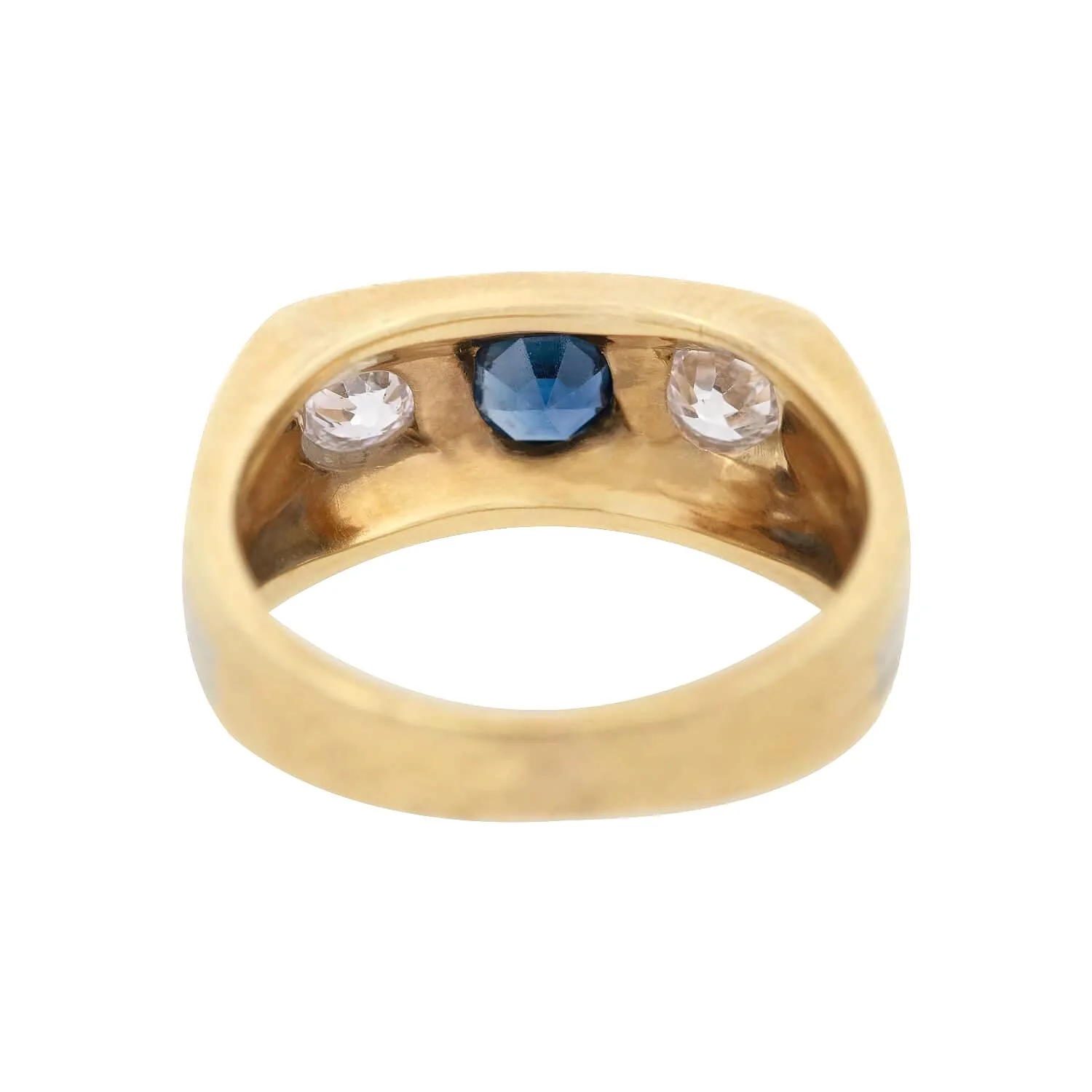 Edwardian 18k/Platinum Sapphire and Diamond Flush Mount Ring - Image 5