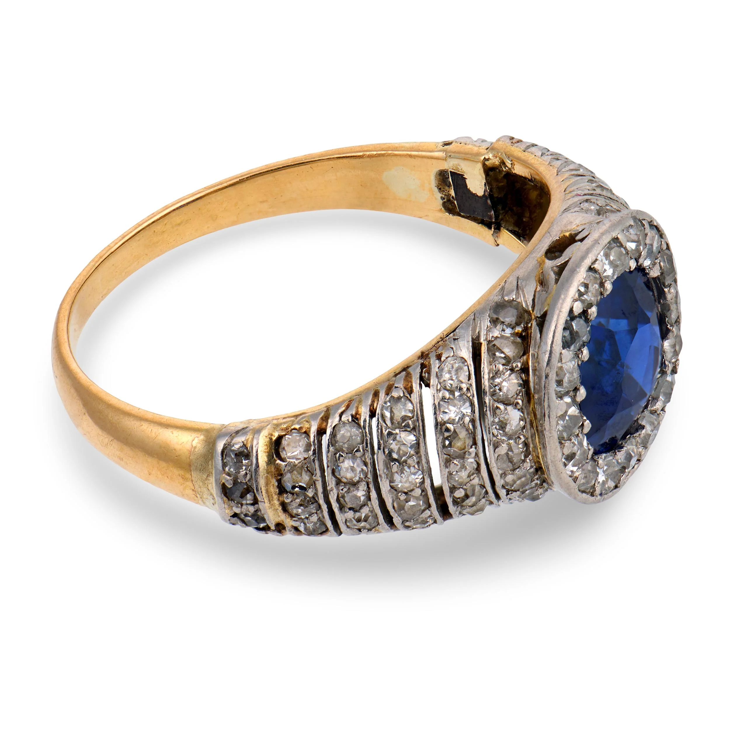 Edwardian 18k/Platinum Sapphire & Diamond Ring - Image 3