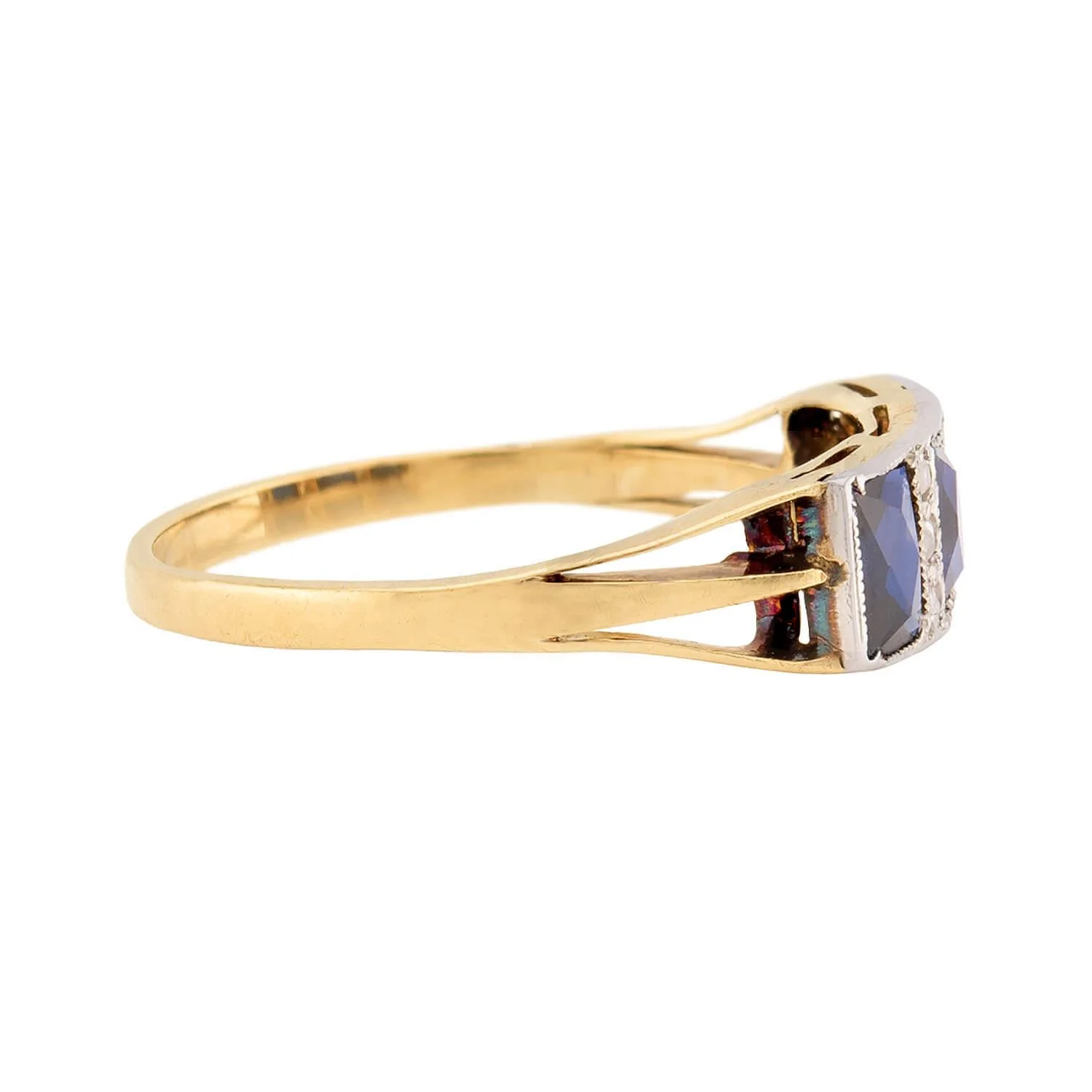 Edwardian 18k/Platinum Sapphire & Diamond Ring - Image 3