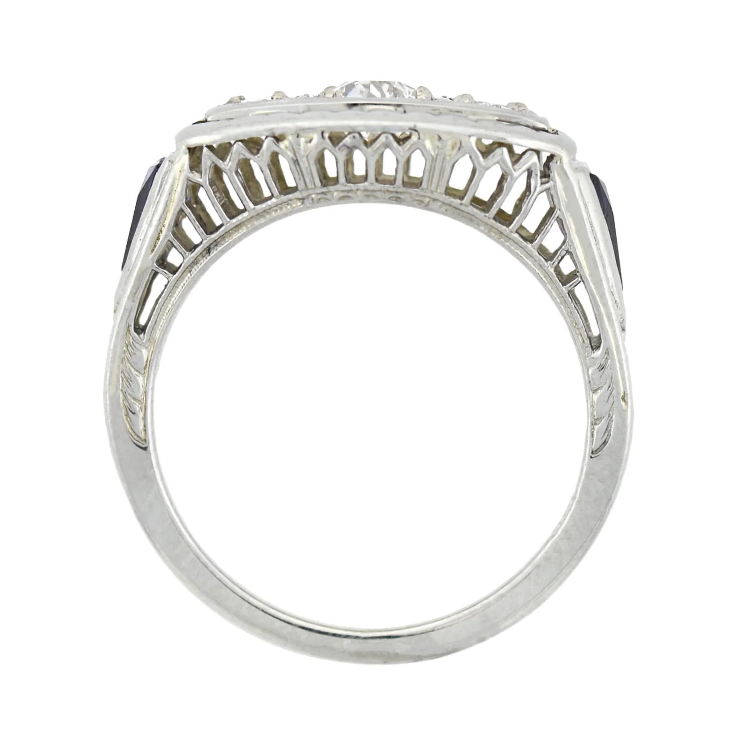 Edwardian 18kt Diamond + Sapphire 3-Stone Ring 0.50ctw. - Image 3