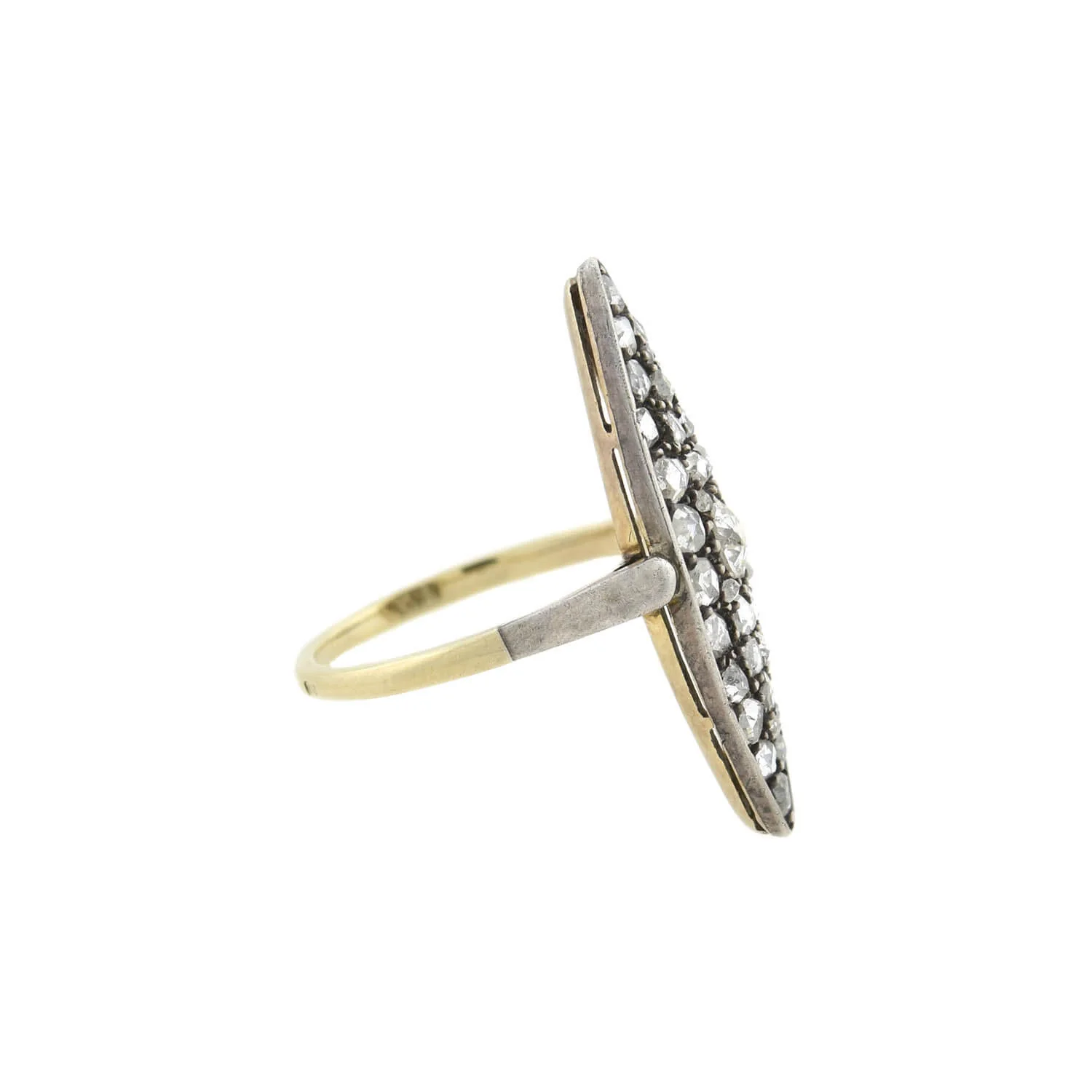 Edwardian 21kt/Sterling + Diamond Navette Ring - Image 2