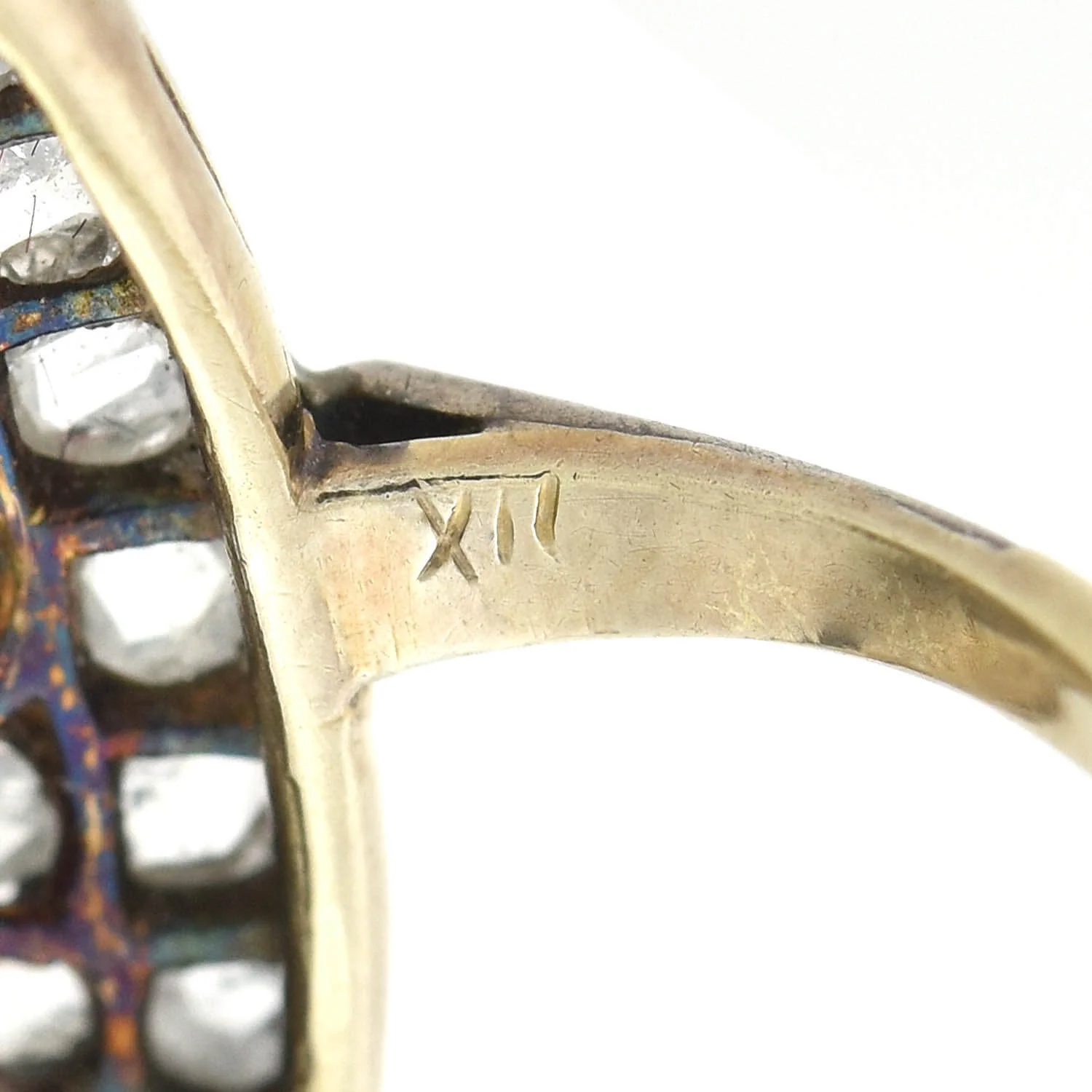 Edwardian 21kt/Sterling + Diamond Navette Ring - Image 6