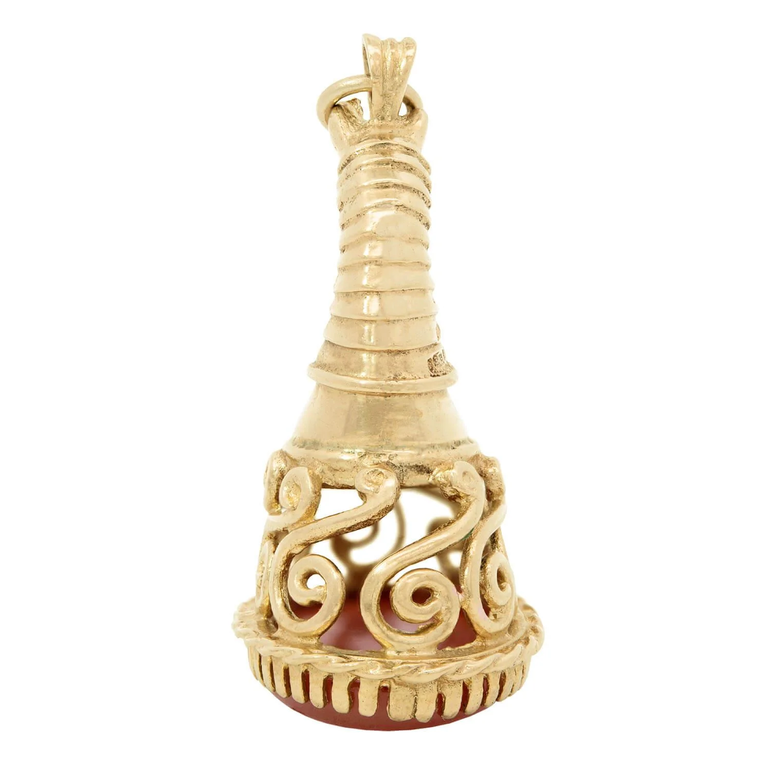 Edwardian 9k Carnelian Knight Chess Piece Fob - Image 3