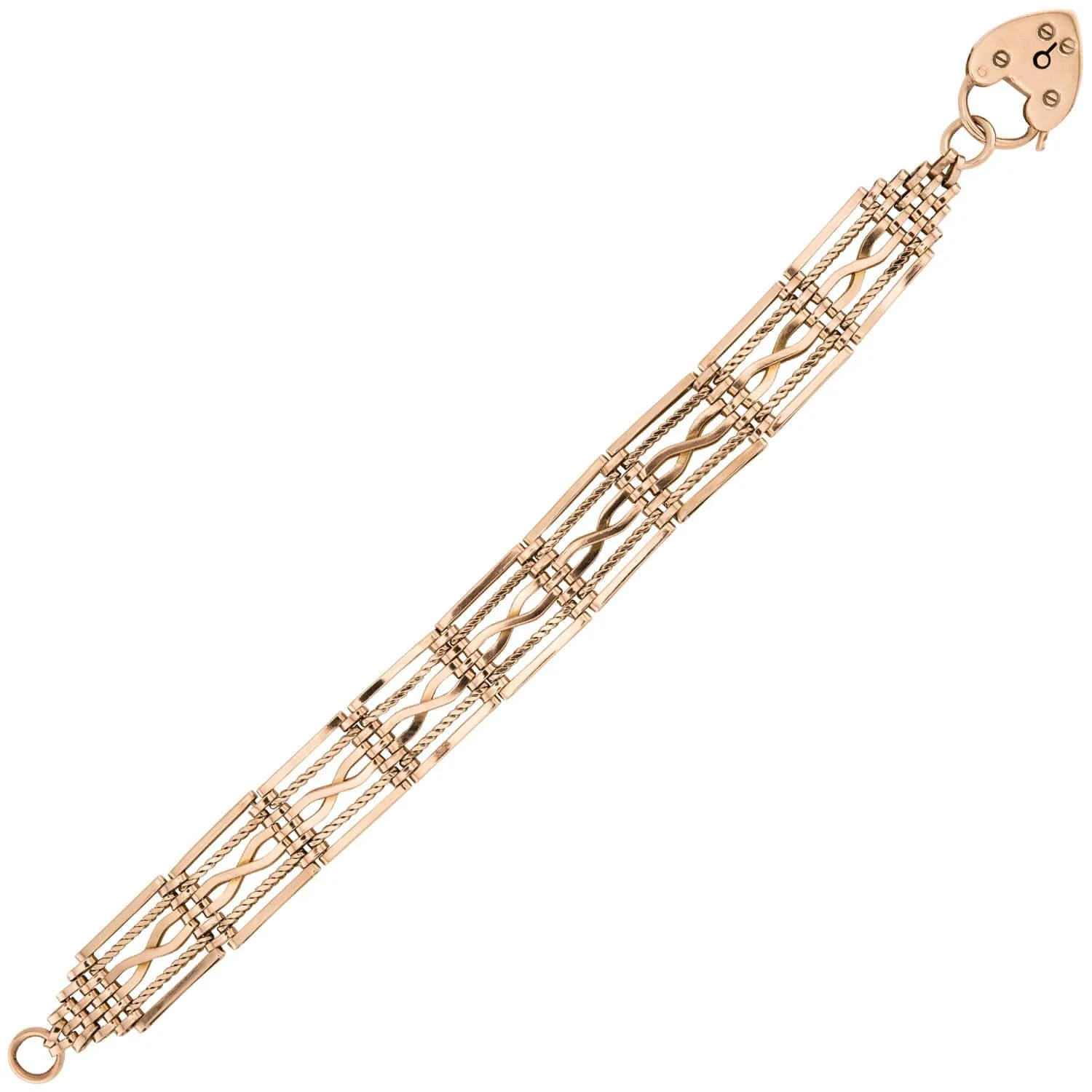 Edwardian 9k Heart Padlock Link Bracelet - Image 2