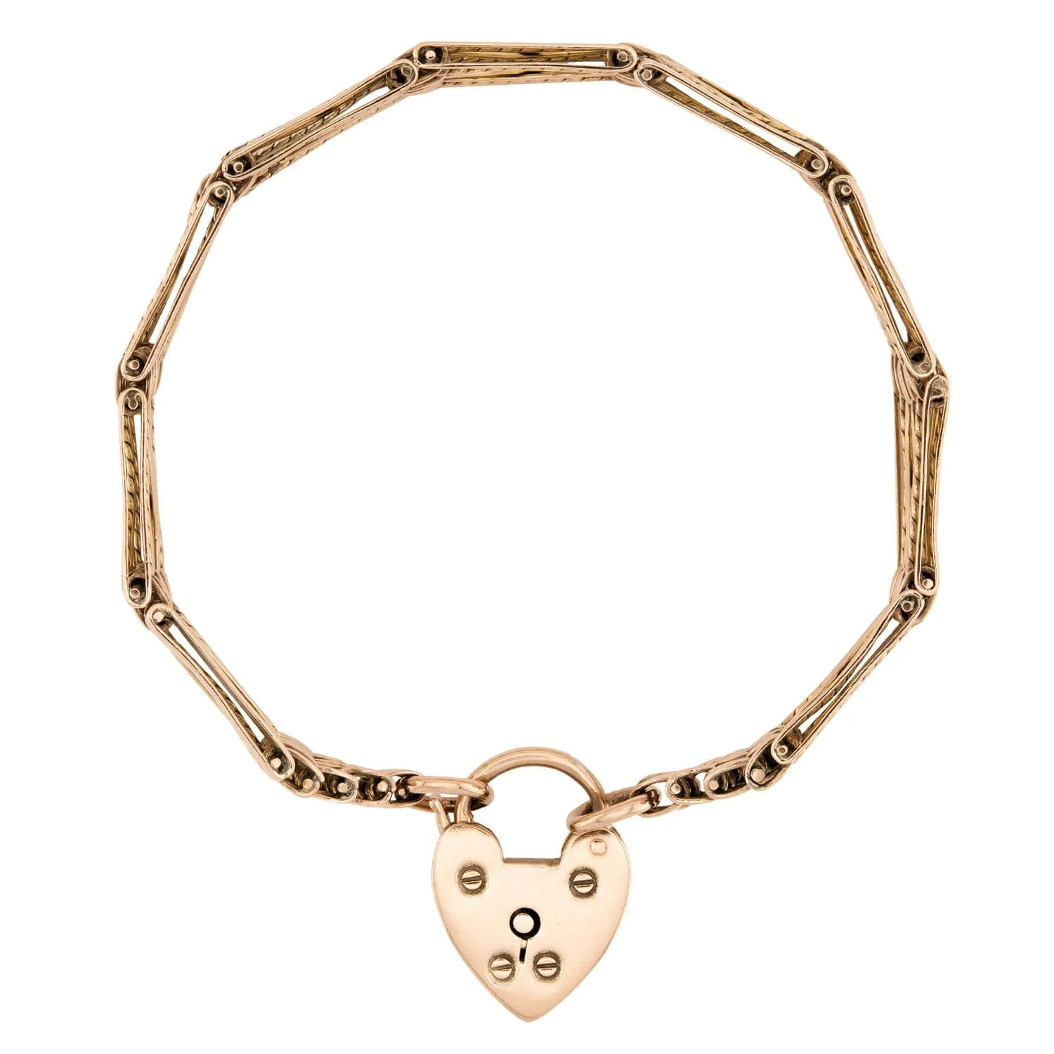 Edwardian 9k Heart Padlock Link Bracelet - Image 3