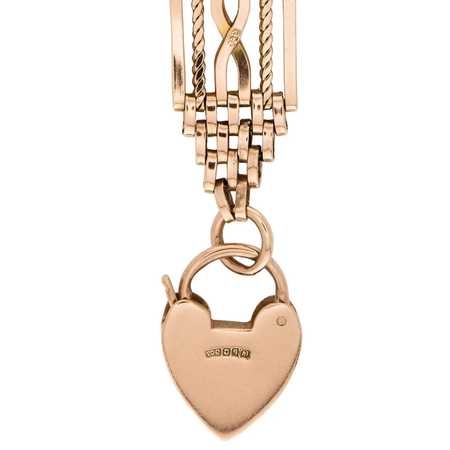 Edwardian 9k Heart Padlock Link Bracelet - Image 5