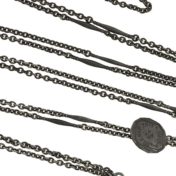 Edwardian Berlin Iron Muff Chain with "Eiserne Zeit 1916" Medallion Slide 65" - Image 2