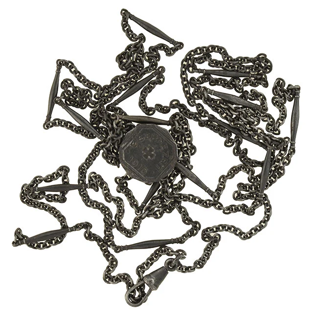 Edwardian Berlin Iron Muff Chain with "Eiserne Zeit 1916" Medallion Slide 65" - Image 6
