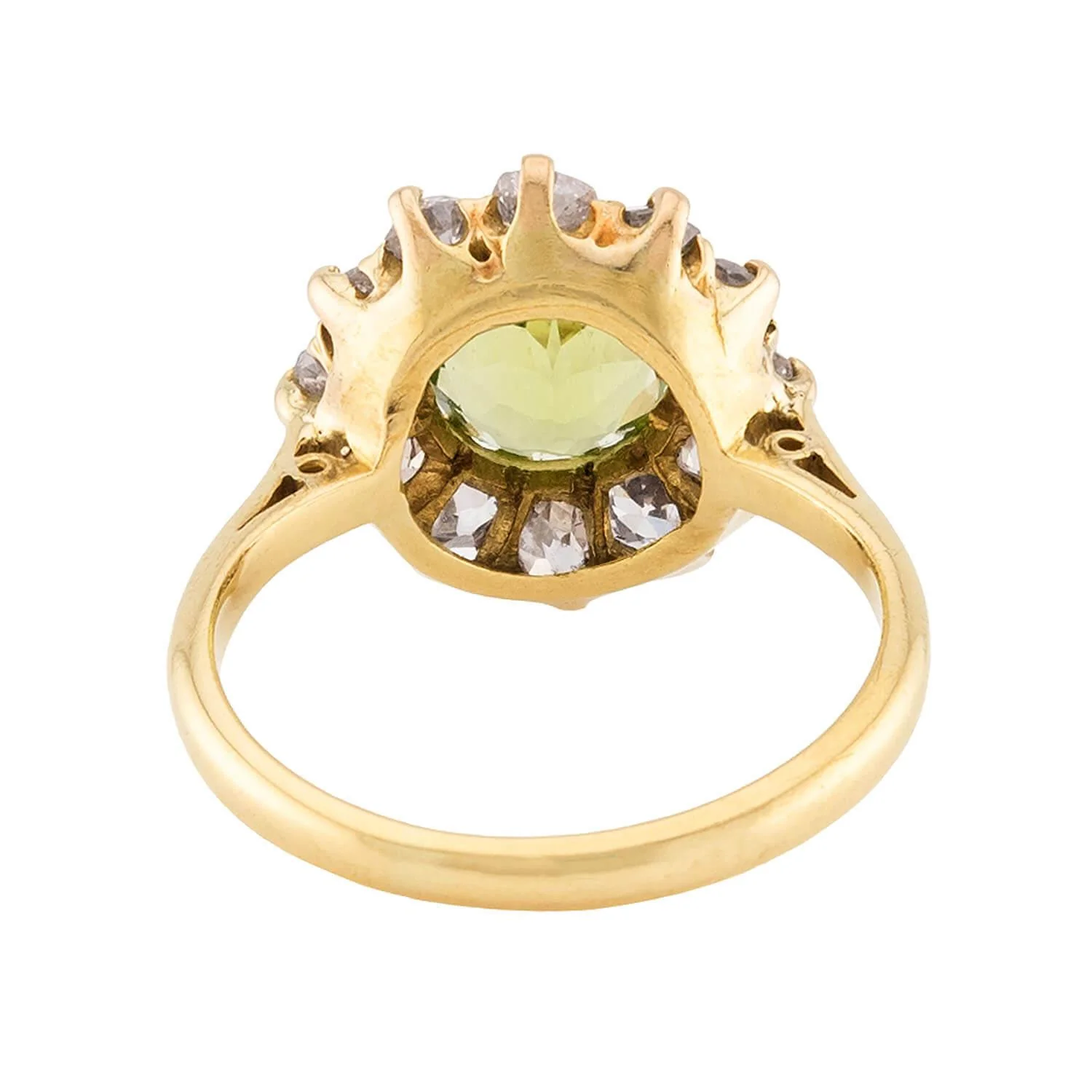 Edwardian English 18k Peridot & Diamond Halo Ring - Image 4