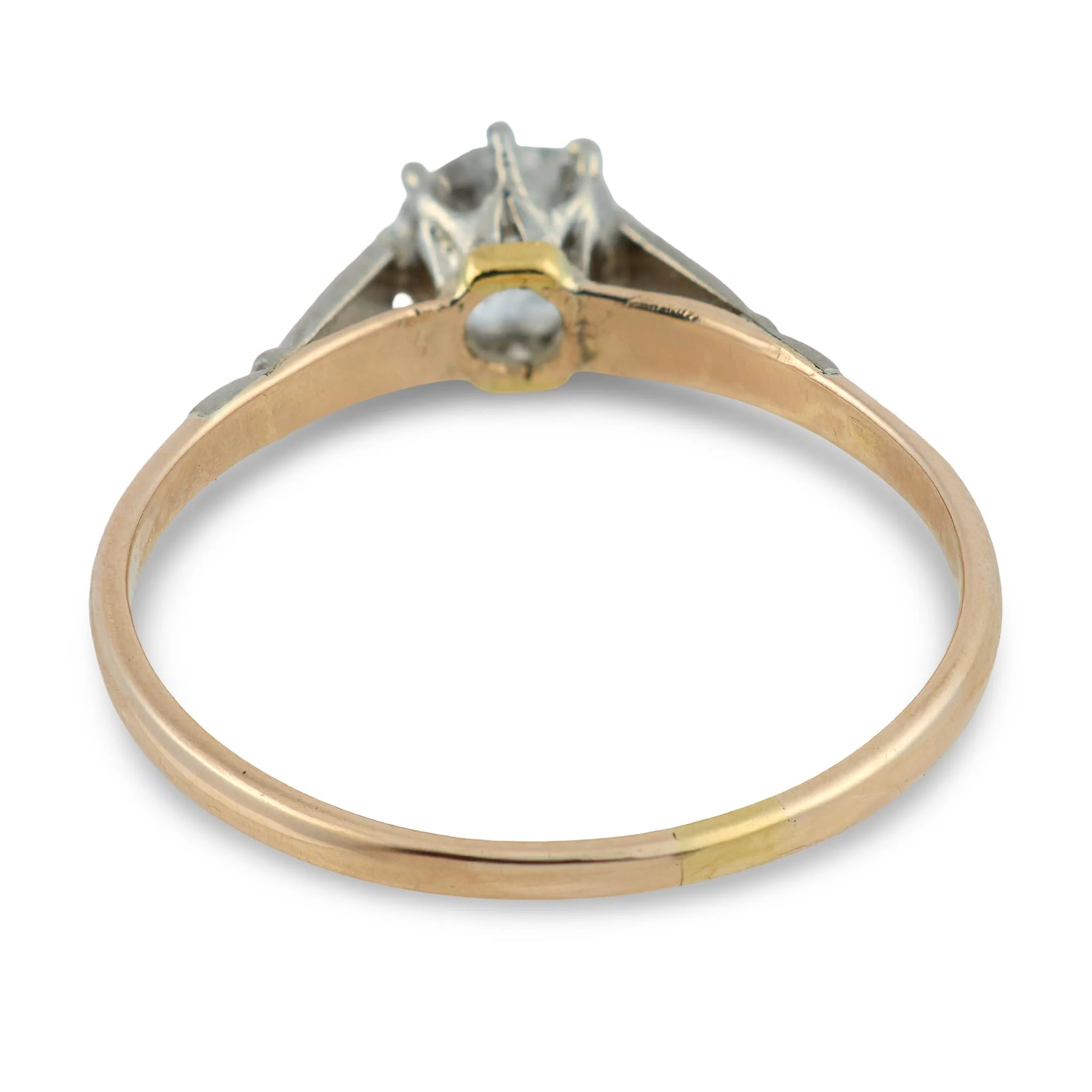 Edwardian English 9k/Platinum Diamond Engagement Ring .62ct - Image 5