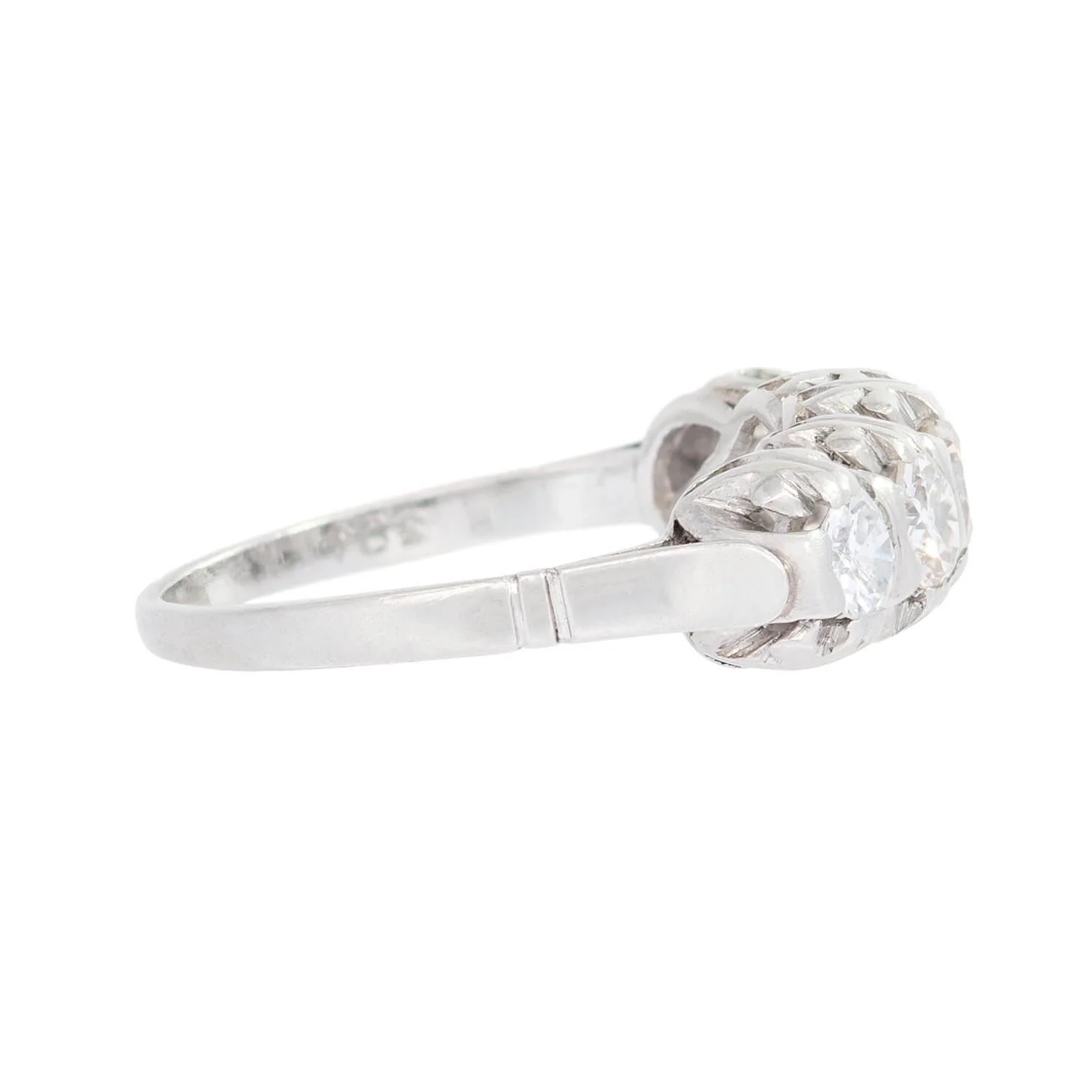 Edwardian English Platinum Diamond Five Stone Engagement Ring 1.20ctw - Image 3