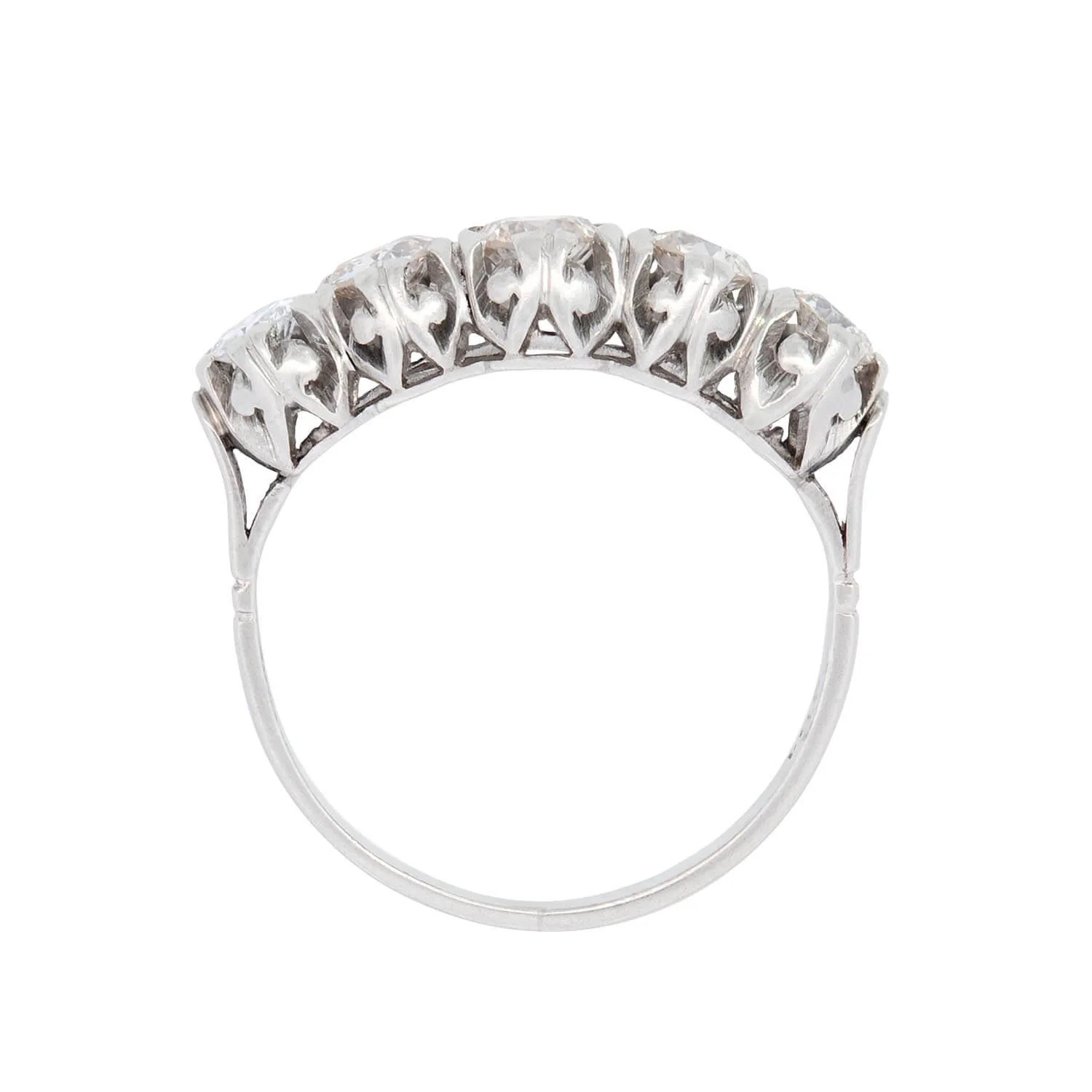 Edwardian English Platinum Diamond Five Stone Engagement Ring 1.20ctw - Image 4