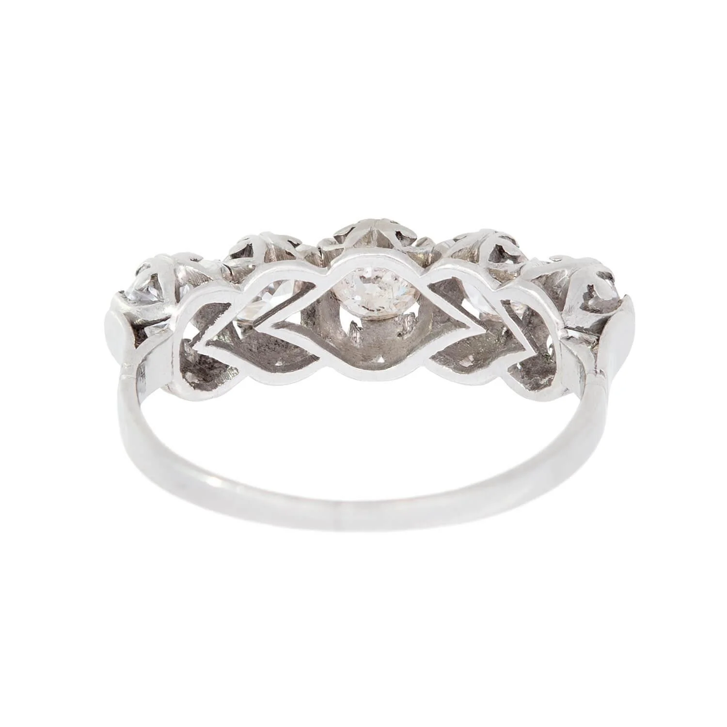 Edwardian English Platinum Diamond Five Stone Engagement Ring 1.20ctw - Image 5