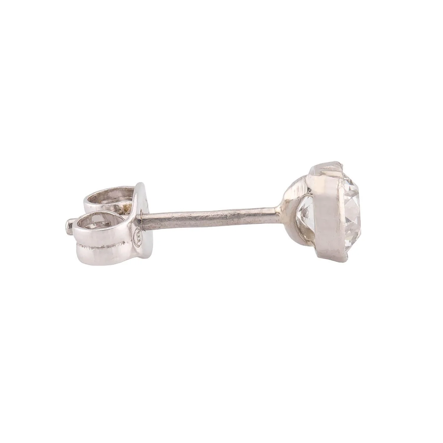 Edwardian Platinum/14k Diamond Stud Earrings - Image 3