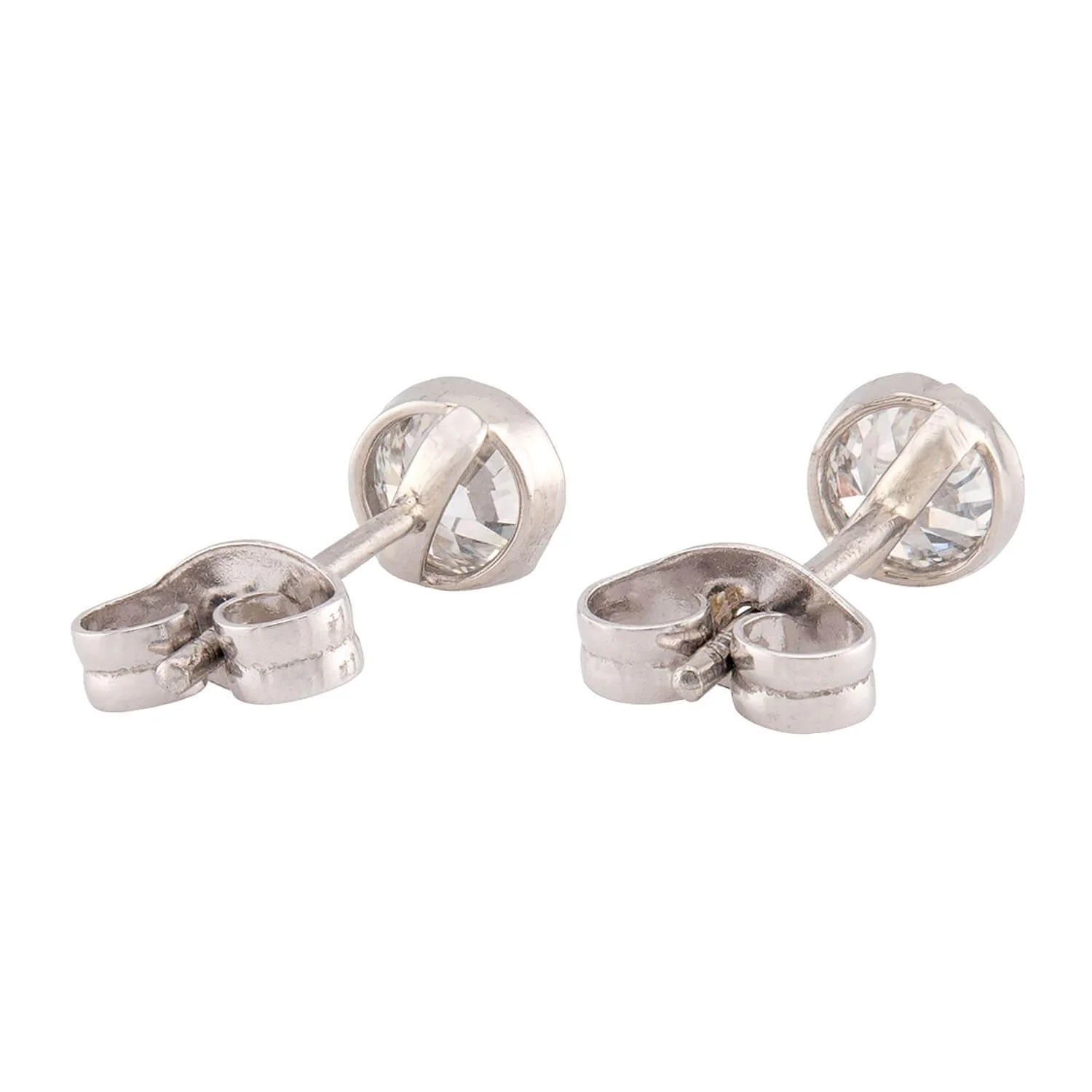 Edwardian Platinum/14k Diamond Stud Earrings - Image 4