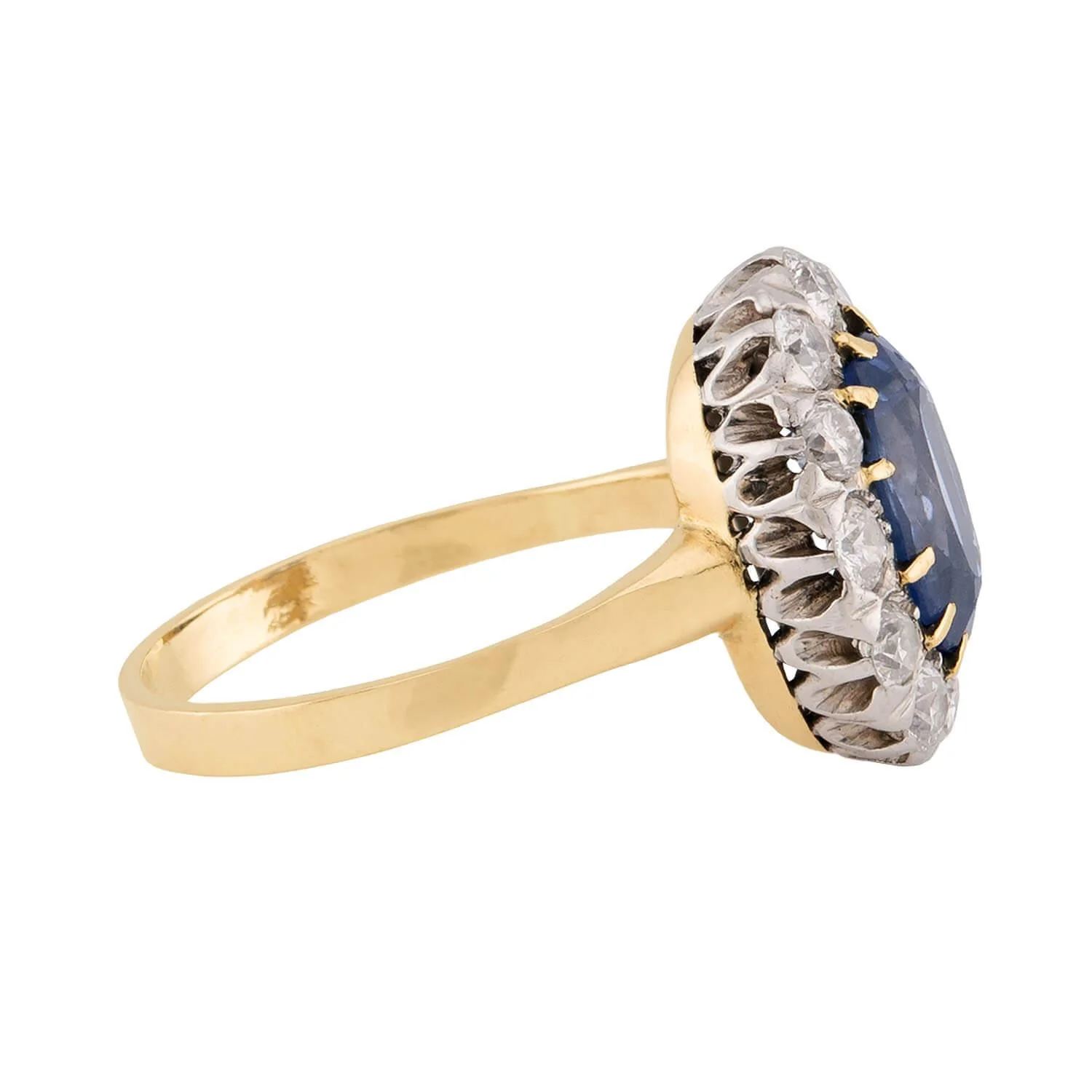 Edwardian Platinum/14k Sapphire & Diamond Halo Ring - Image 3