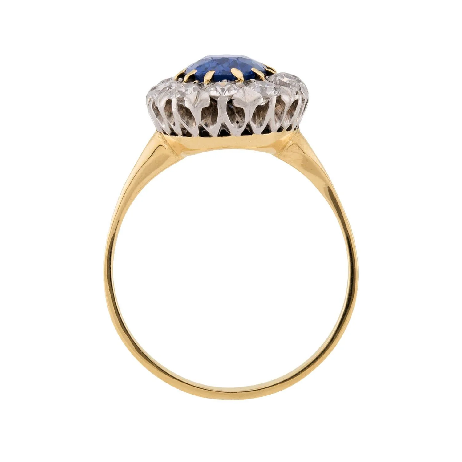 Edwardian Platinum/14k Sapphire & Diamond Halo Ring - Image 4