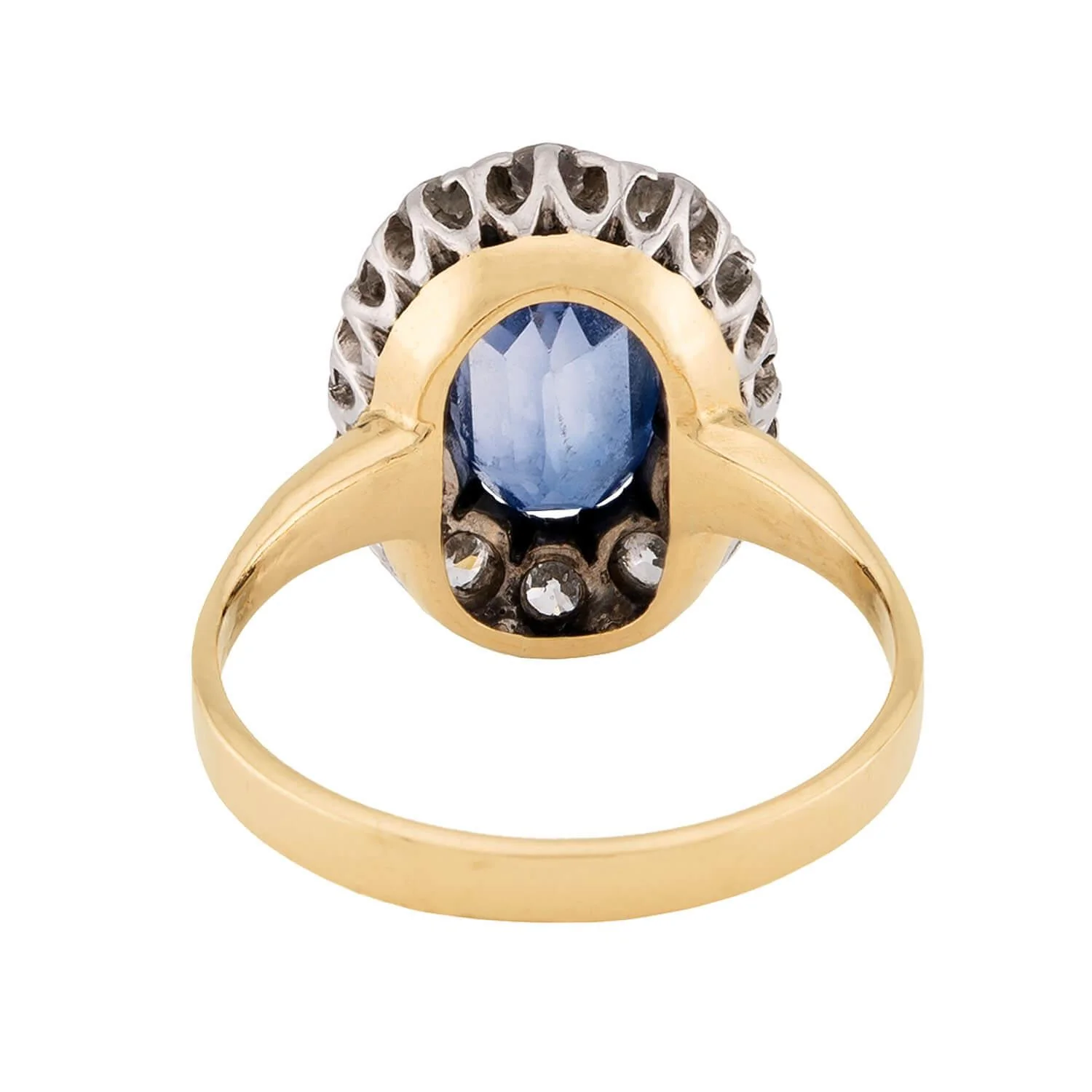Edwardian Platinum/14k Sapphire & Diamond Halo Ring - Image 5
