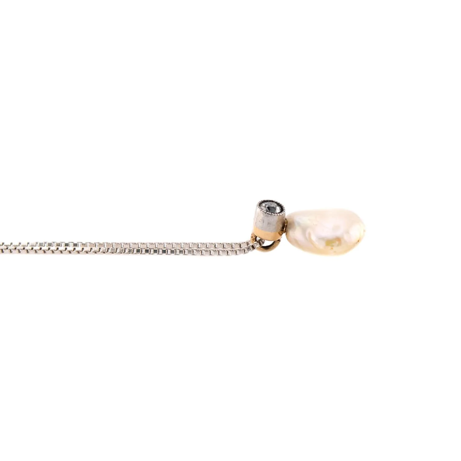 Edwardian Platinum/14k/Sterling Silver Pearl and Diamond Pendant Necklace - Image 3