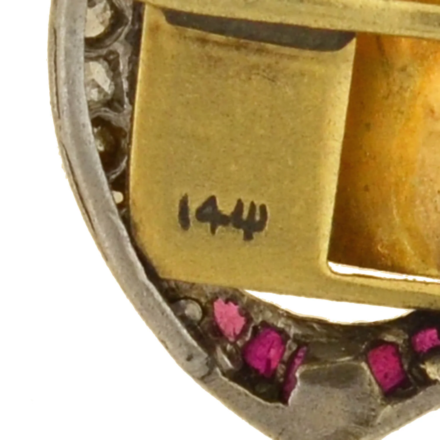 Edwardian Platinum/14kt Ruby + Diamond "21" Golden Door Charm Pendant - Image 6