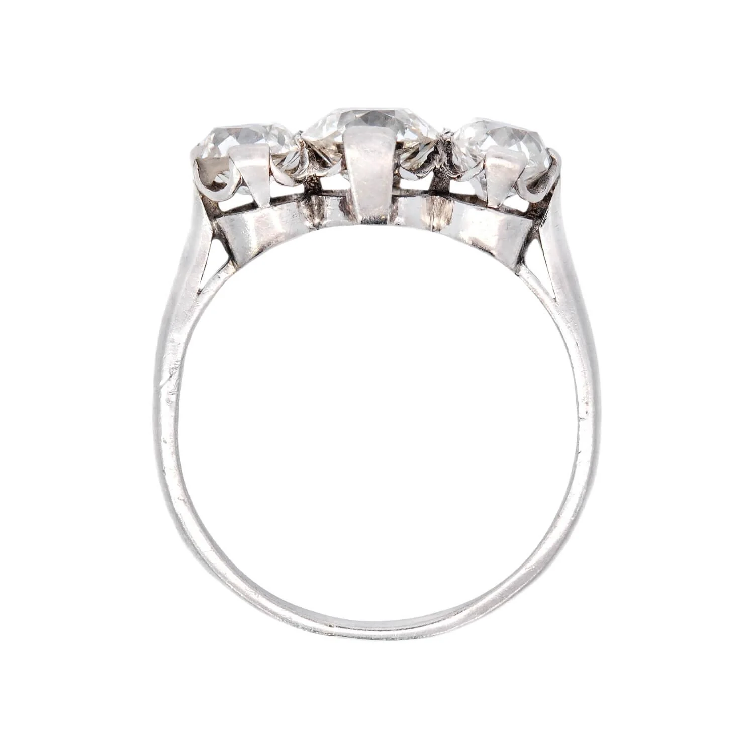Edwardian Platinum Diamond 3 Stone Ring - Image 4
