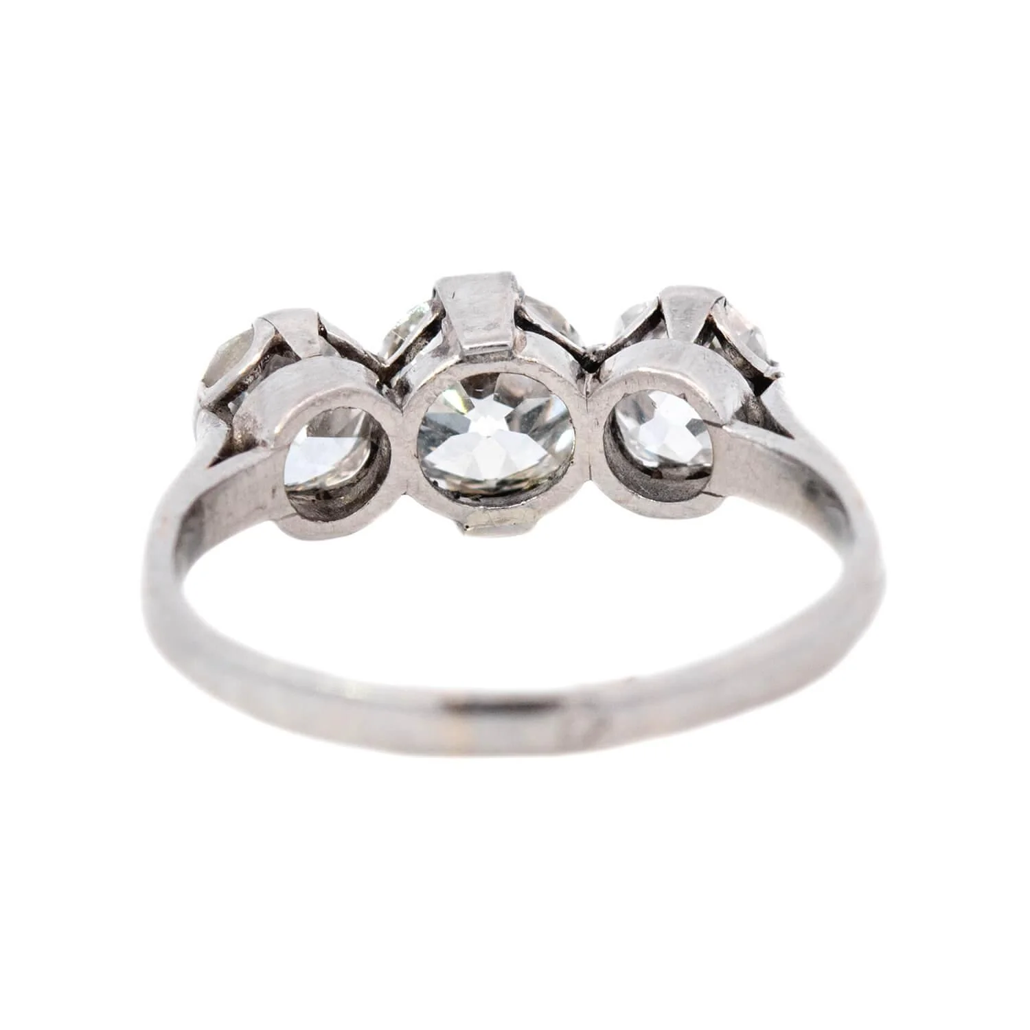 Edwardian Platinum Diamond 3 Stone Ring - Image 5
