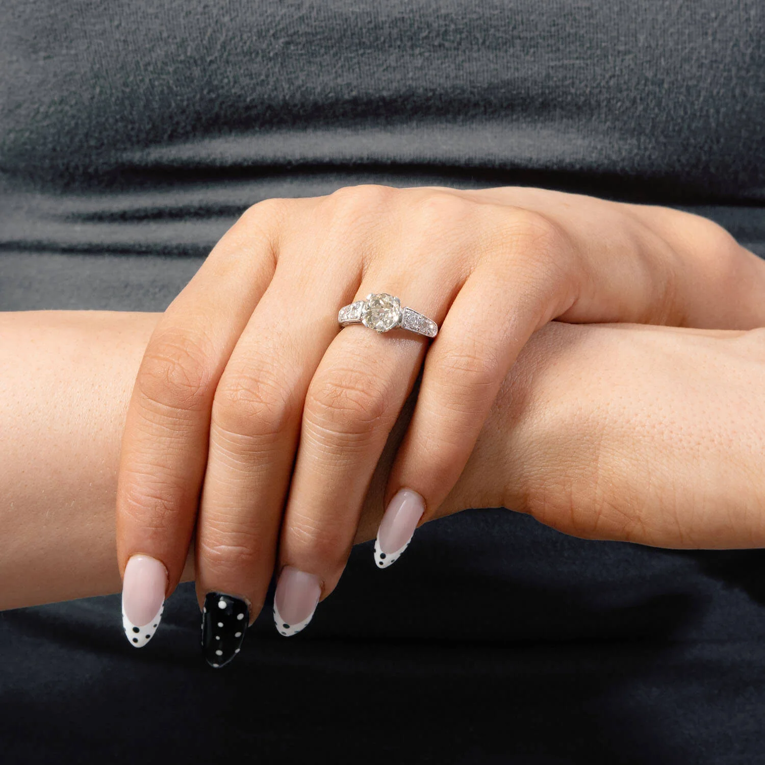 Edwardian Platinum Diamond Engagement Ring 1.70ct - Image 6