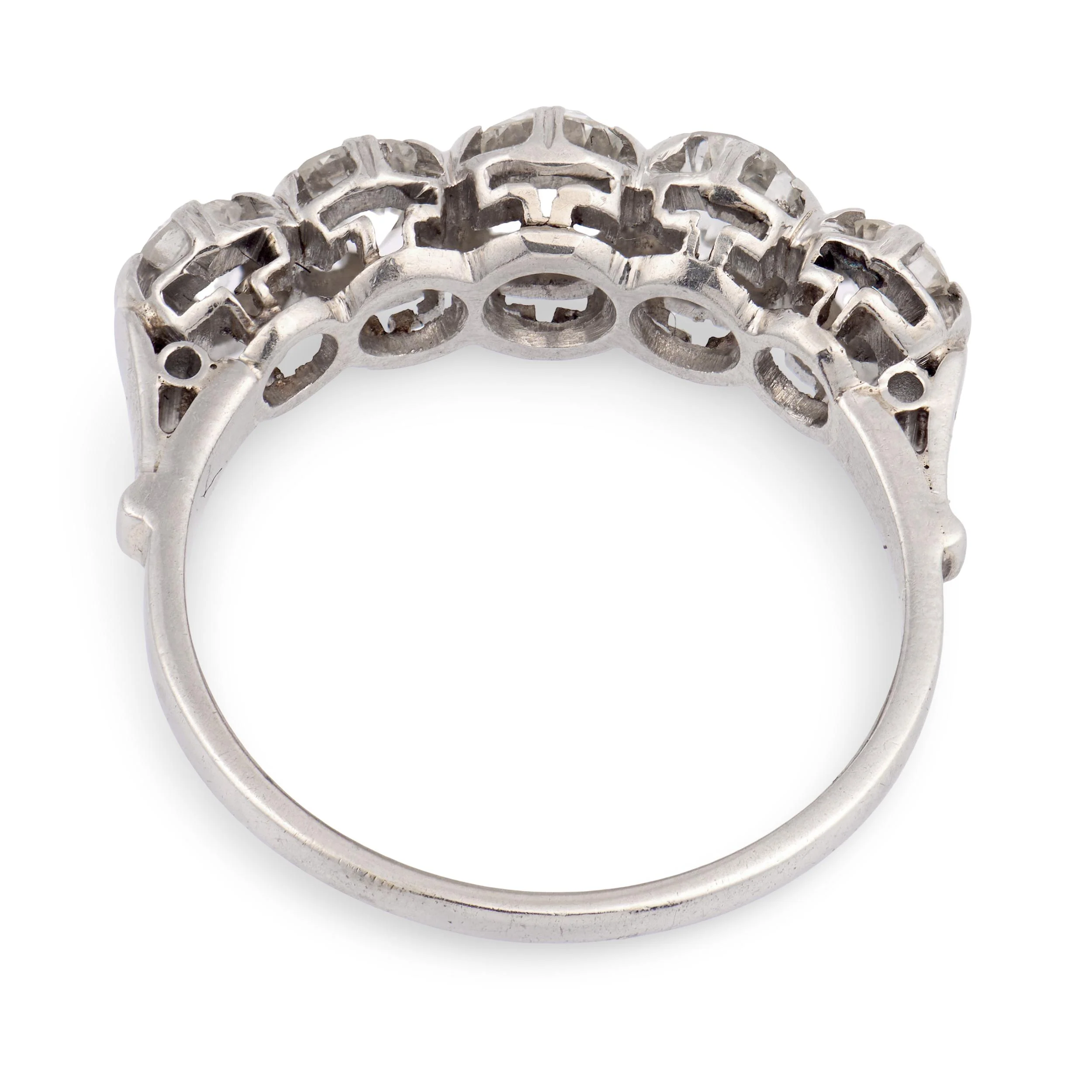 Edwardian Platinum Diamond Five Stone Ring - Image 5
