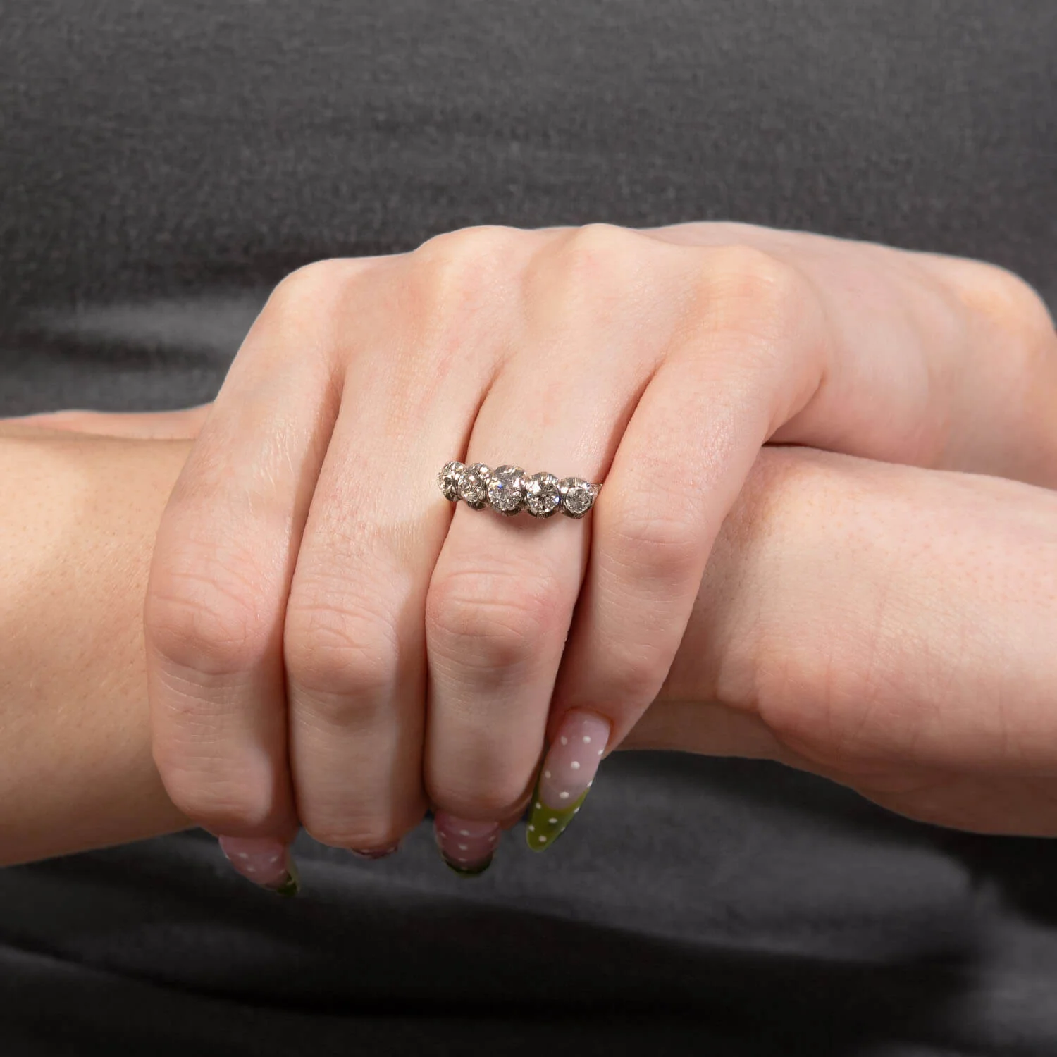 Edwardian Platinum Diamond Five Stone Ring - Image 6