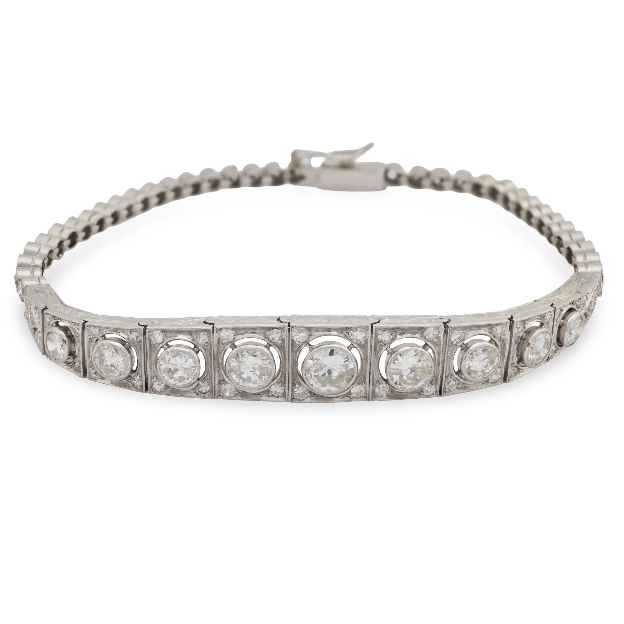Edwardian Platinum Diamond Line Bracelet