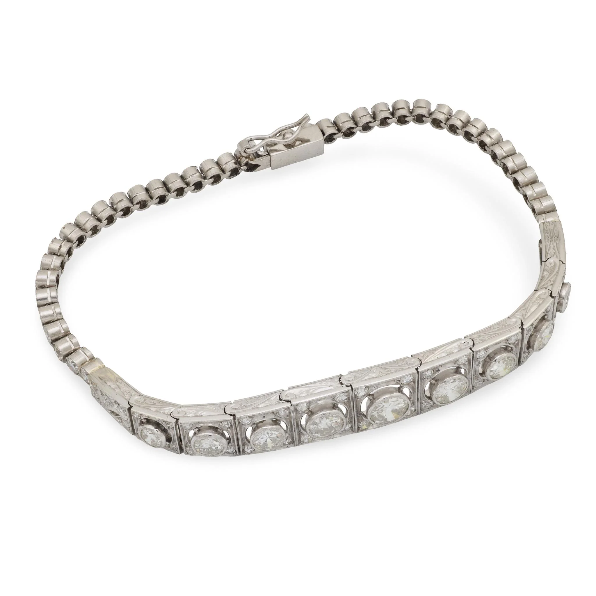 Edwardian Platinum Diamond Line Bracelet - Image 2