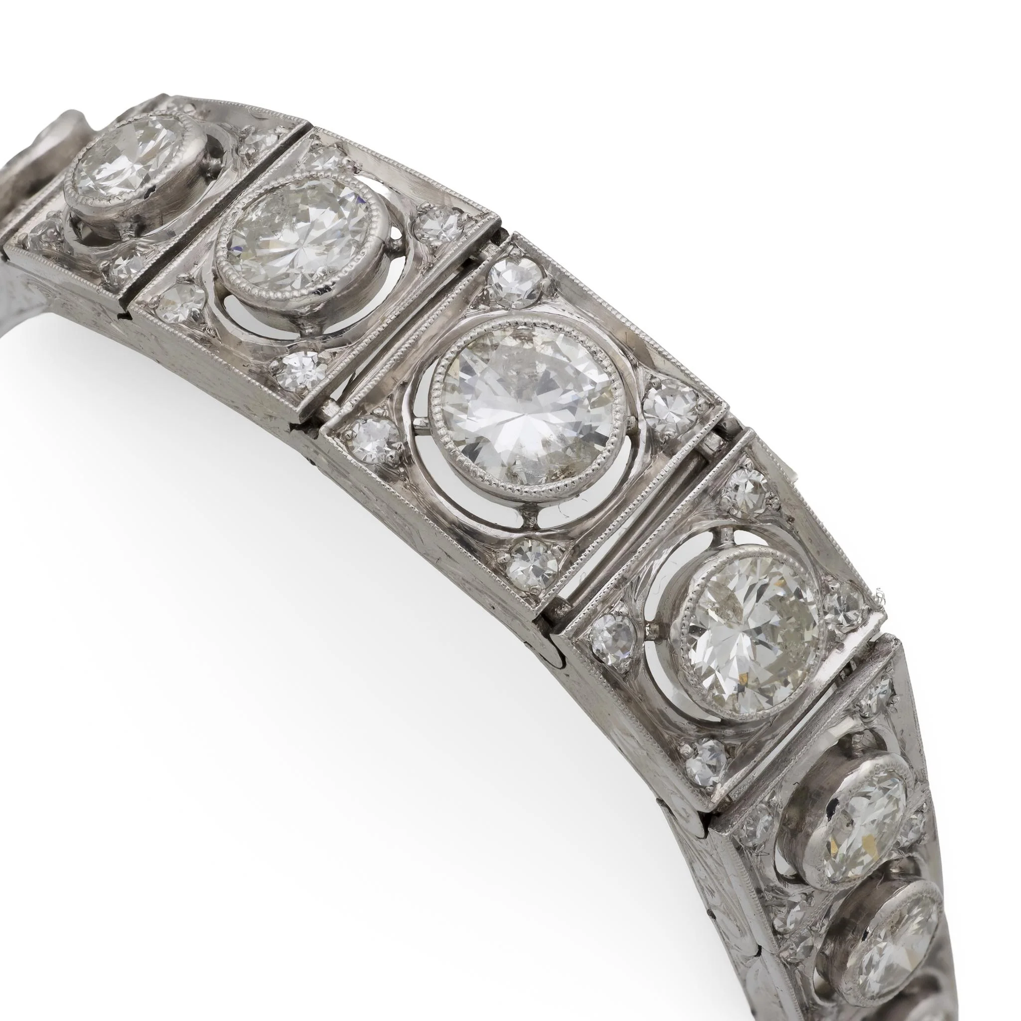 Edwardian Platinum Diamond Line Bracelet - Image 3