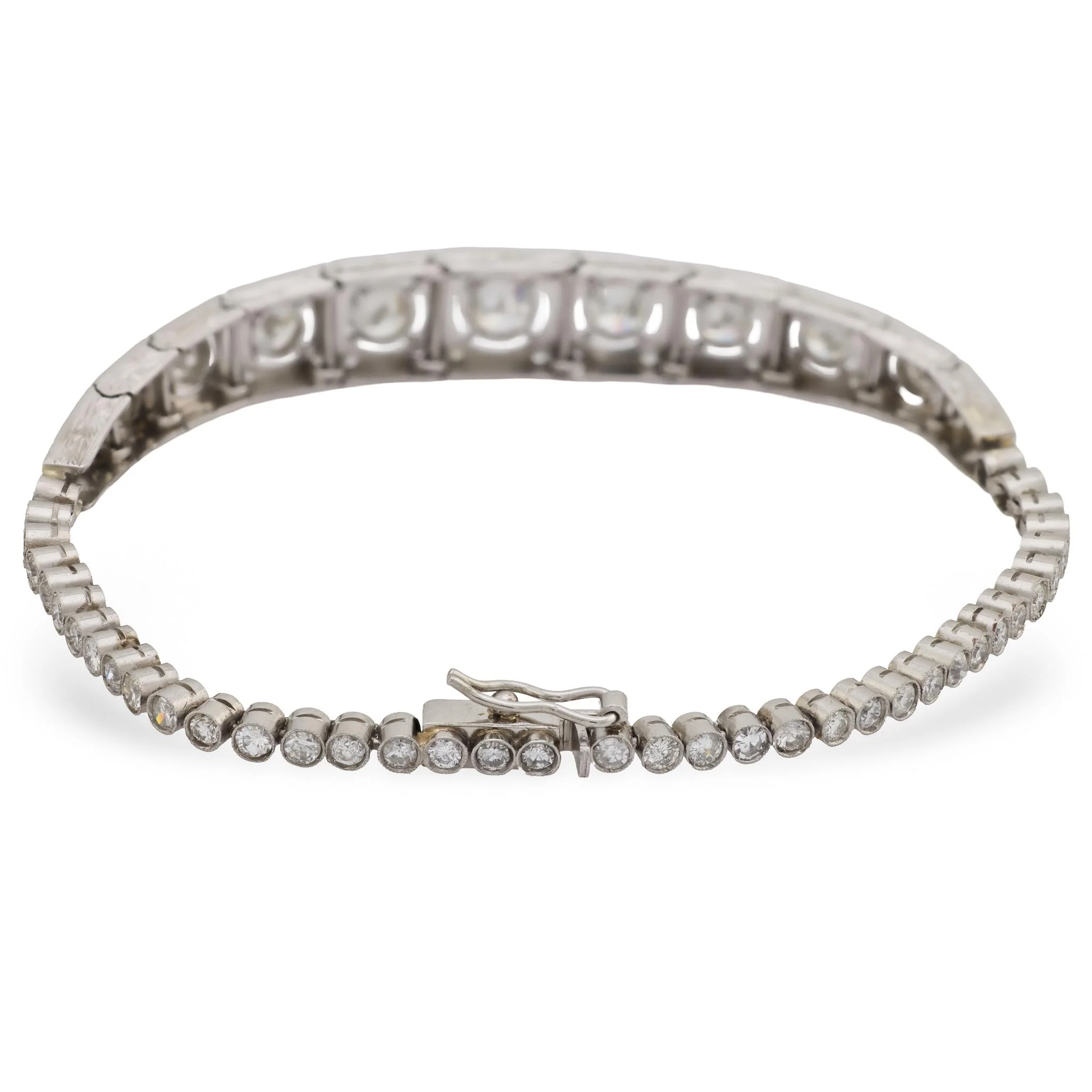 Edwardian Platinum Diamond Line Bracelet - Image 5
