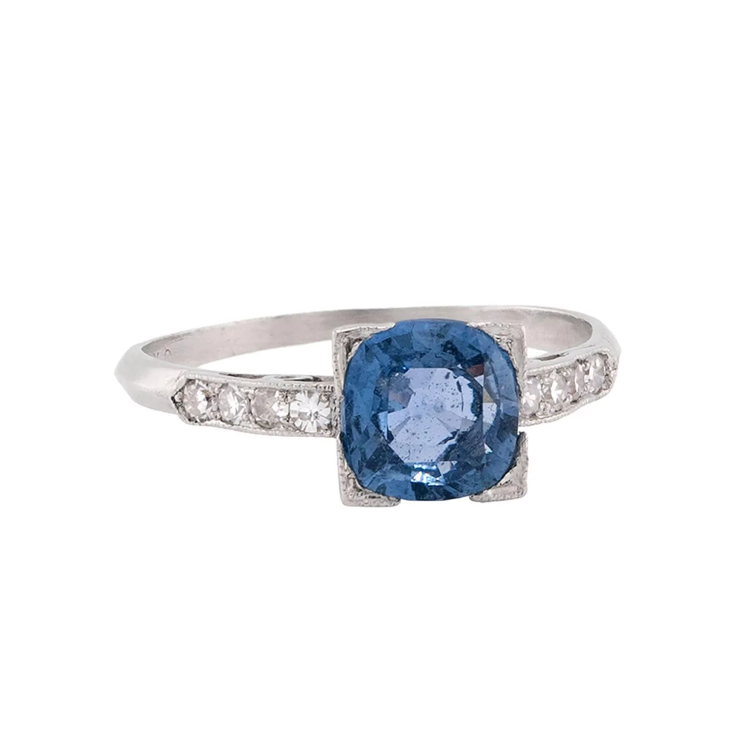 Edwardian Platinum Sapphire & Diamond Ring - Image 2