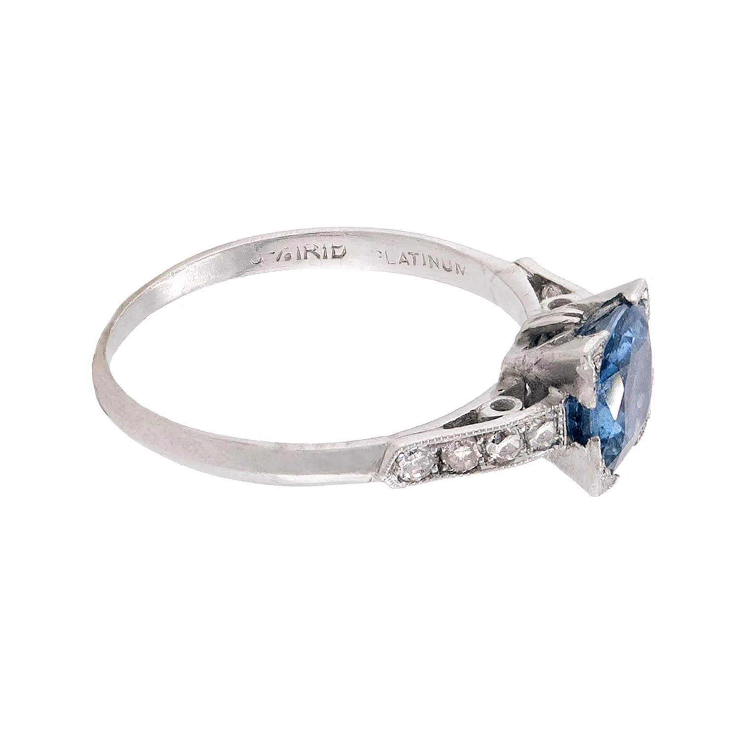 Edwardian Platinum Sapphire & Diamond Ring - Image 3