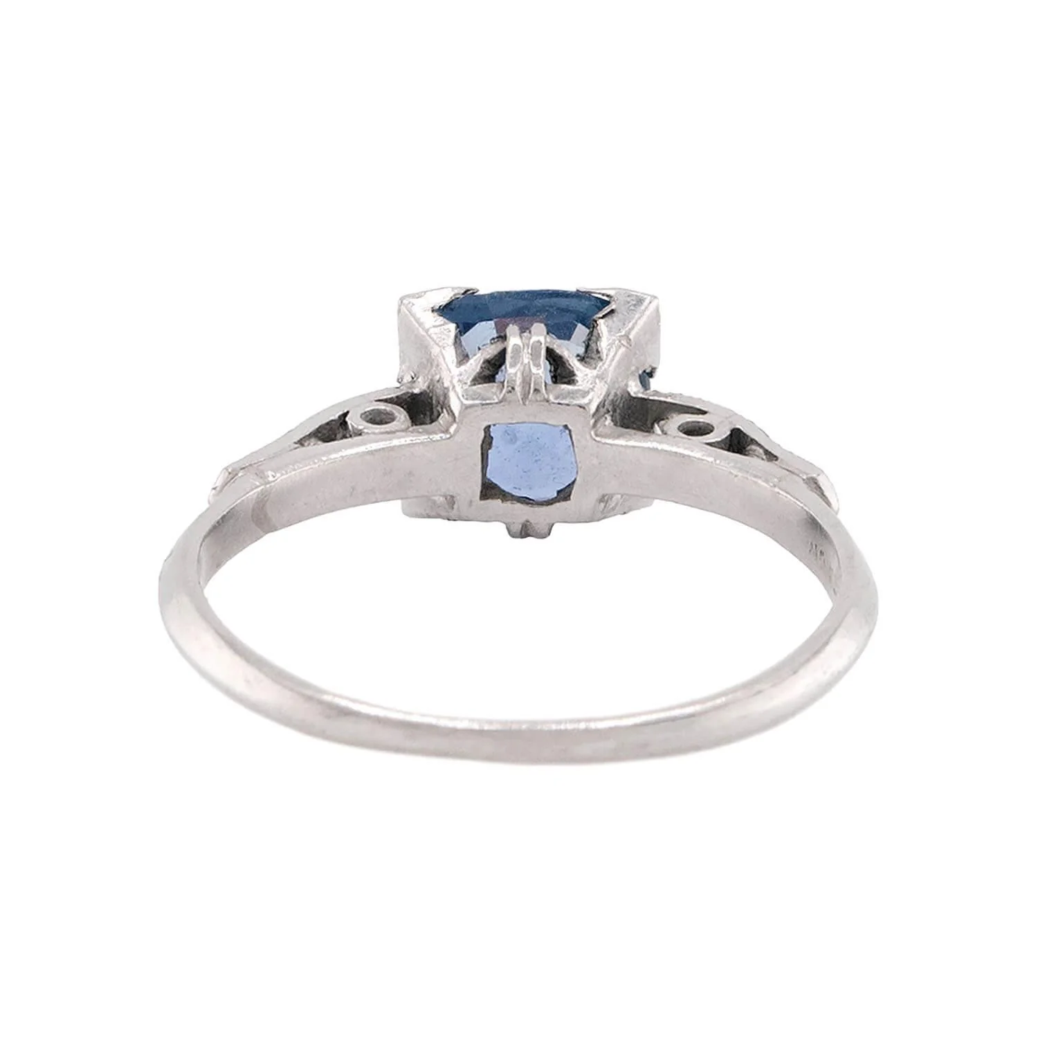 Edwardian Platinum Sapphire & Diamond Ring - Image 5