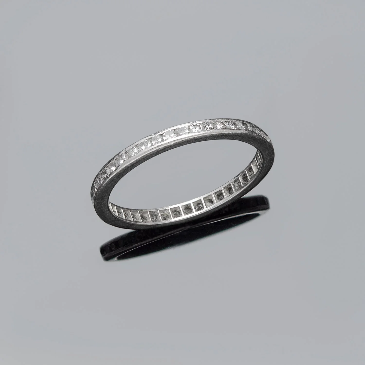 Edwardian Platinum & Single Cut Diamond Eternity Band .60ctw - Image 3