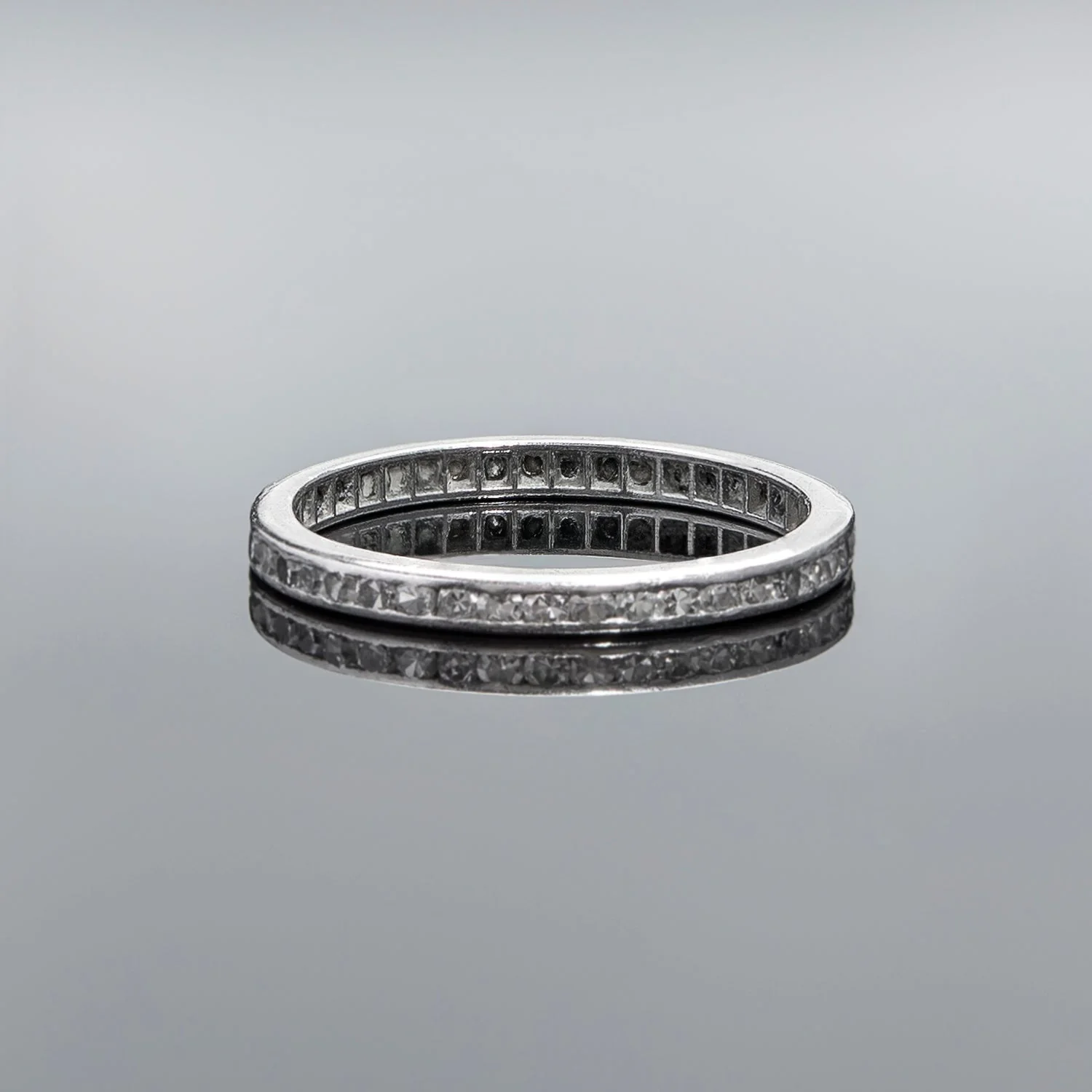 Edwardian Platinum & Single Cut Diamond Eternity Band .60ctw - Image 4