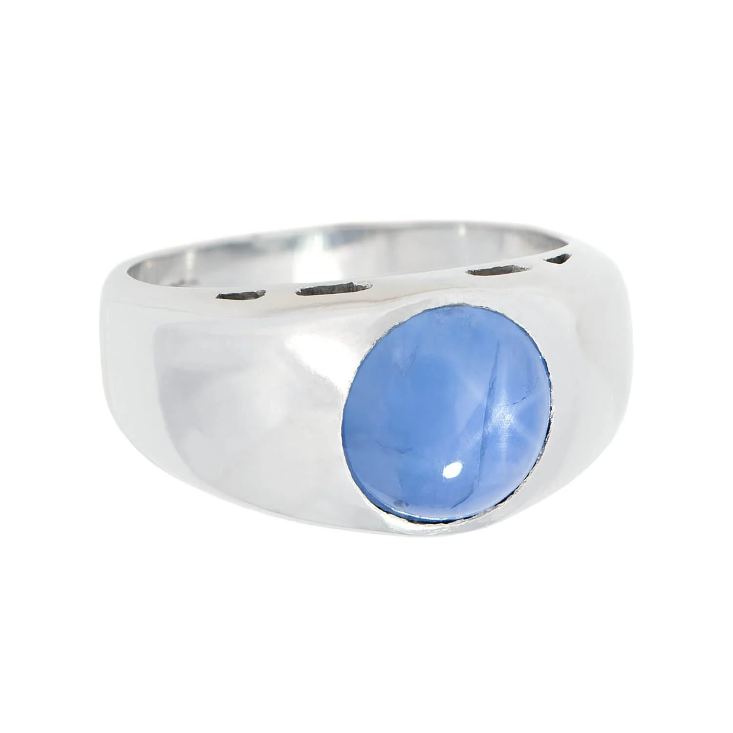 Edwardian Platinum Star Sapphire Flush Mount Ring - Image 2