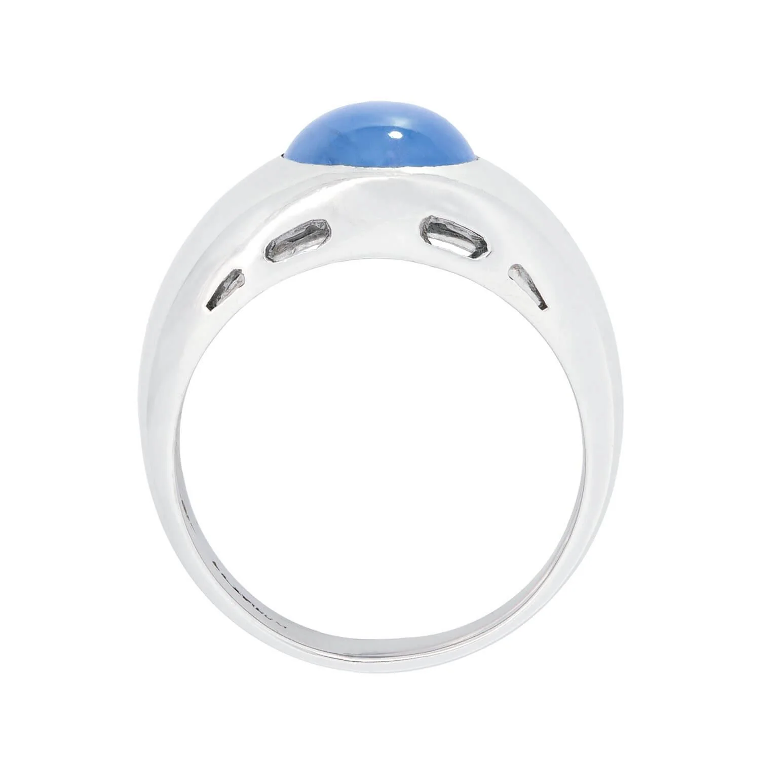 Edwardian Platinum Star Sapphire Flush Mount Ring - Image 4