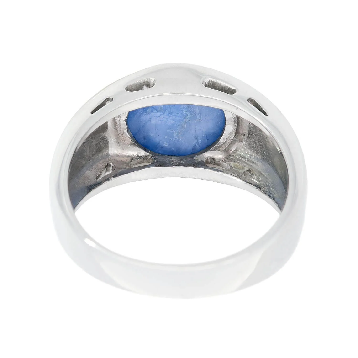 Edwardian Platinum Star Sapphire Flush Mount Ring - Image 5
