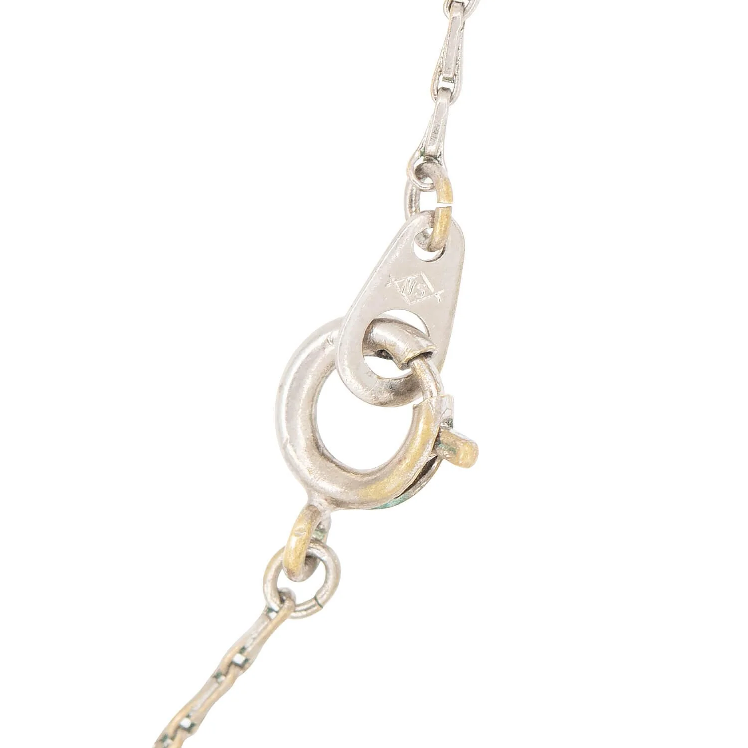 Edwardian Sterling Silver Coral Lavalier Pendant Necklace - Image 5