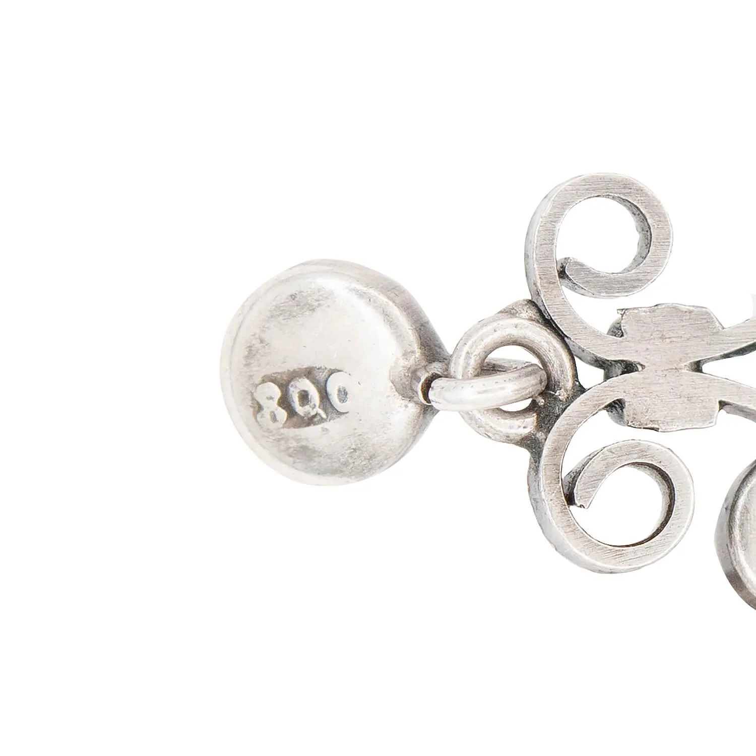 Edwardian Sterling Silver Coral Lavalier Pendant Necklace - Image 6
